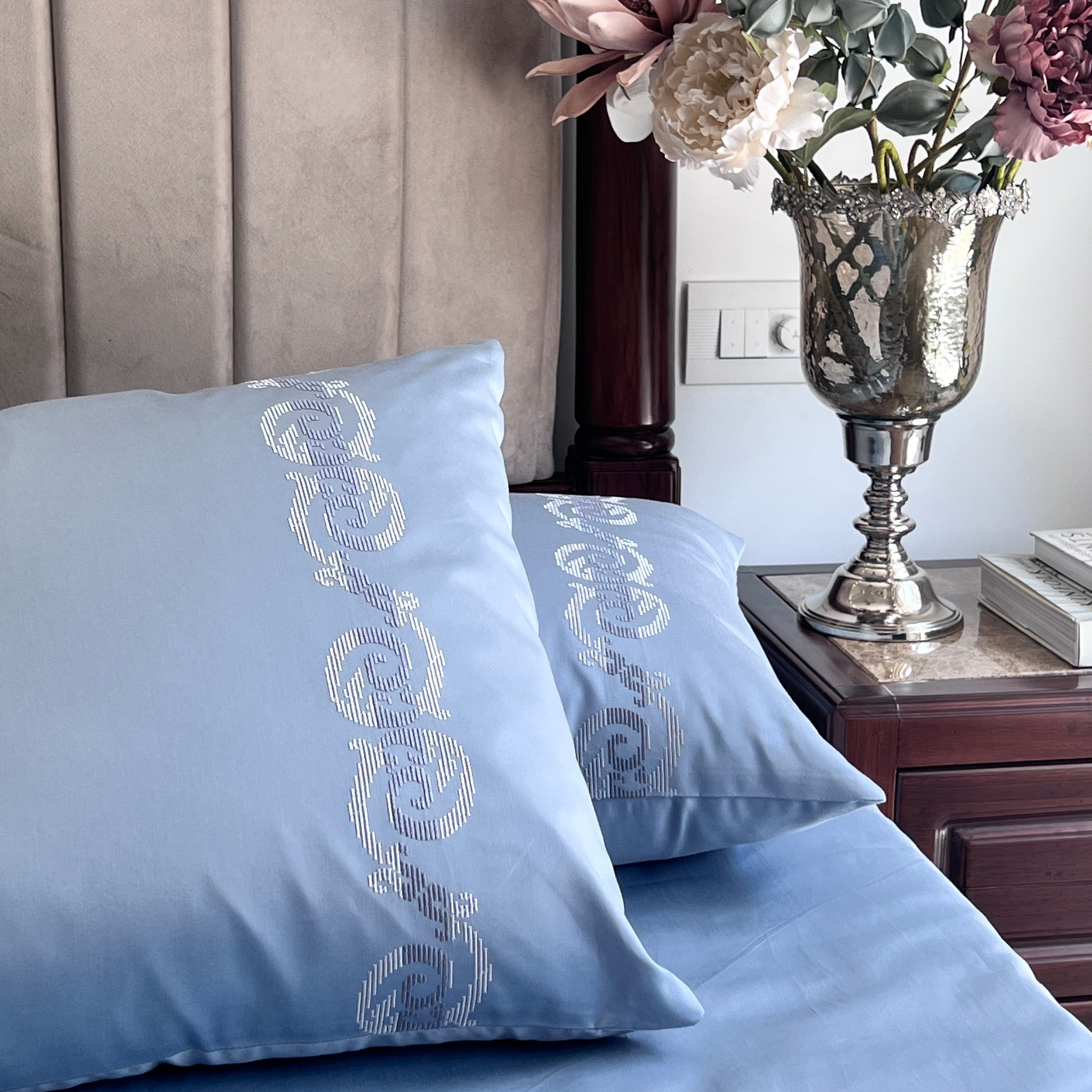 600TC Cotton Diana Sea Blue Beyond Bedsheet Set