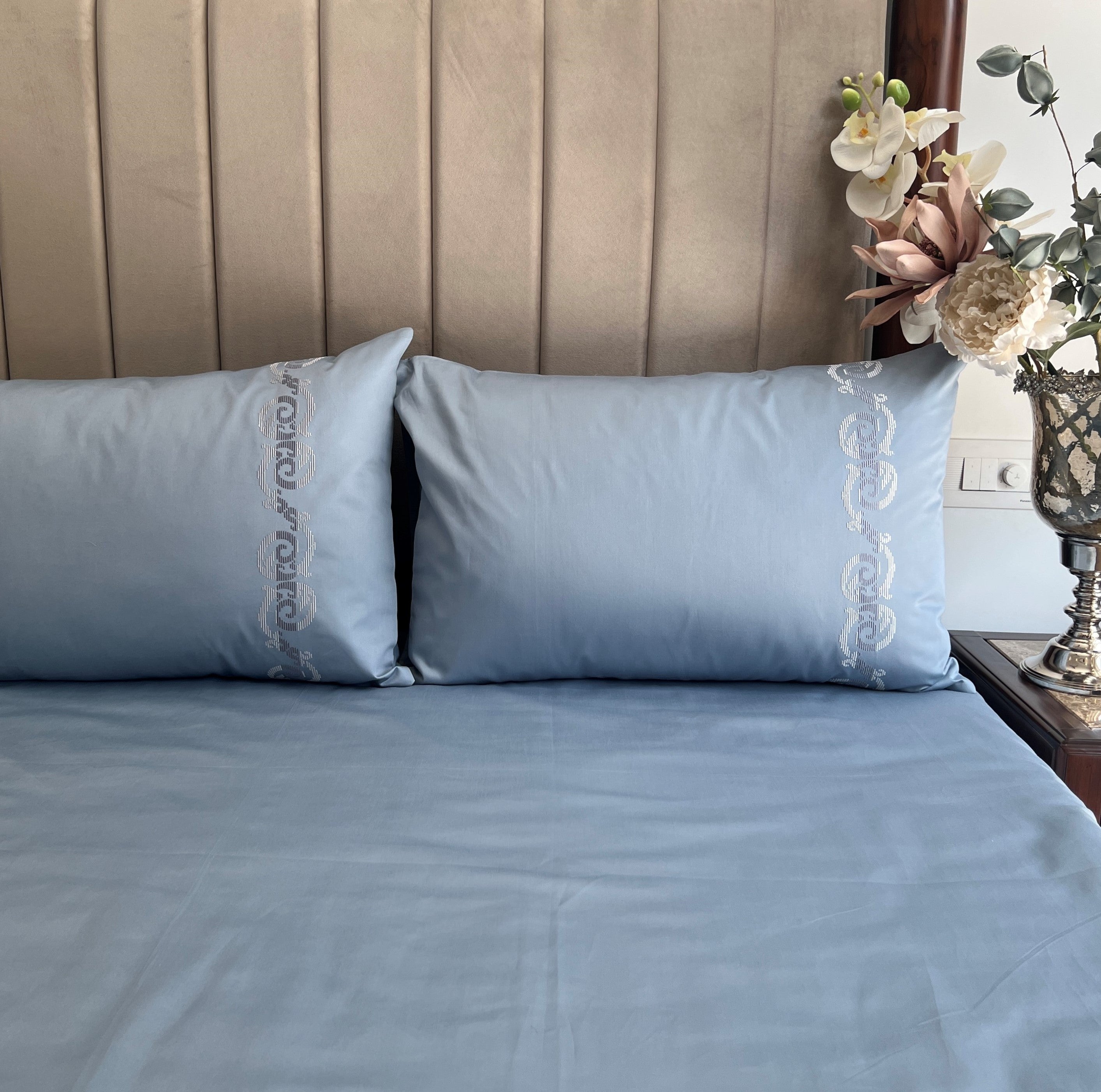 600TC Cotton Diana Sea Blue Beyond Bedsheet Set