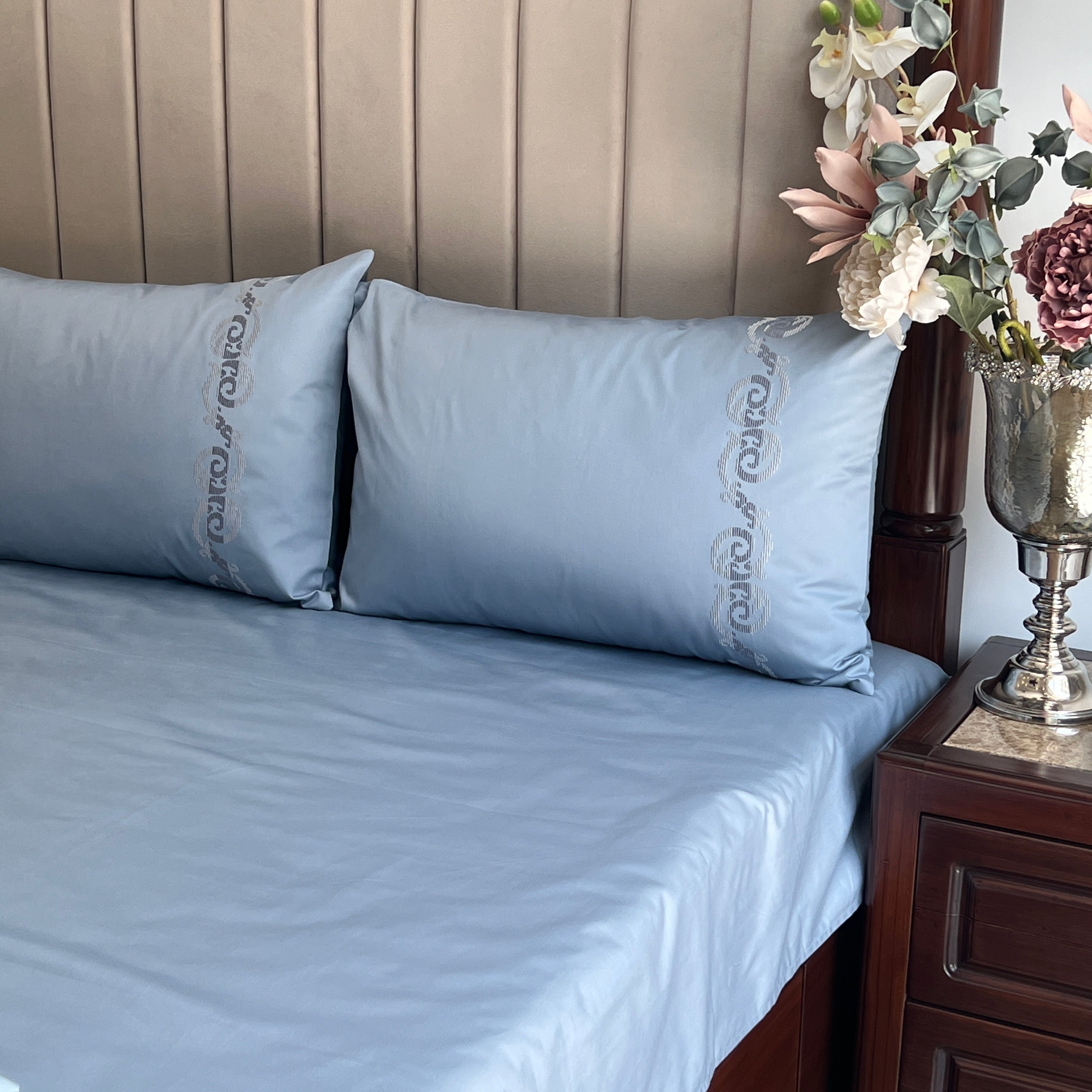 600TC Cotton Diana Sea Blue Beyond Bedsheet Set