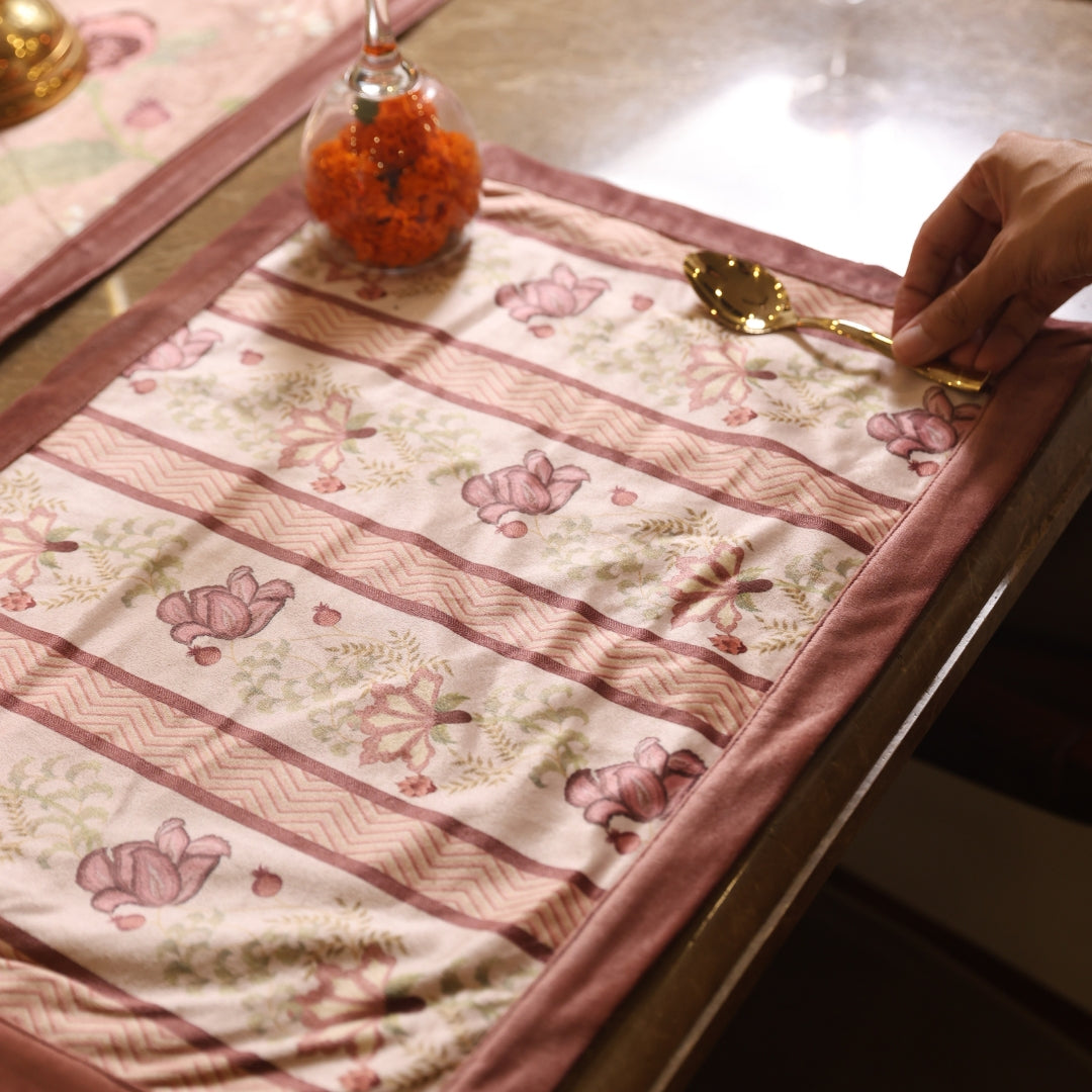 Culinary Elegance Printed Velvet Table Linen Set (13 PC Set)