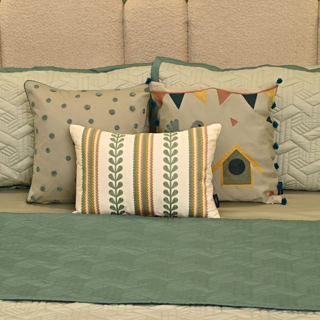 Dotty Dreams Sage Green and Turquoise Kids Bedding Set (9 PC Set)