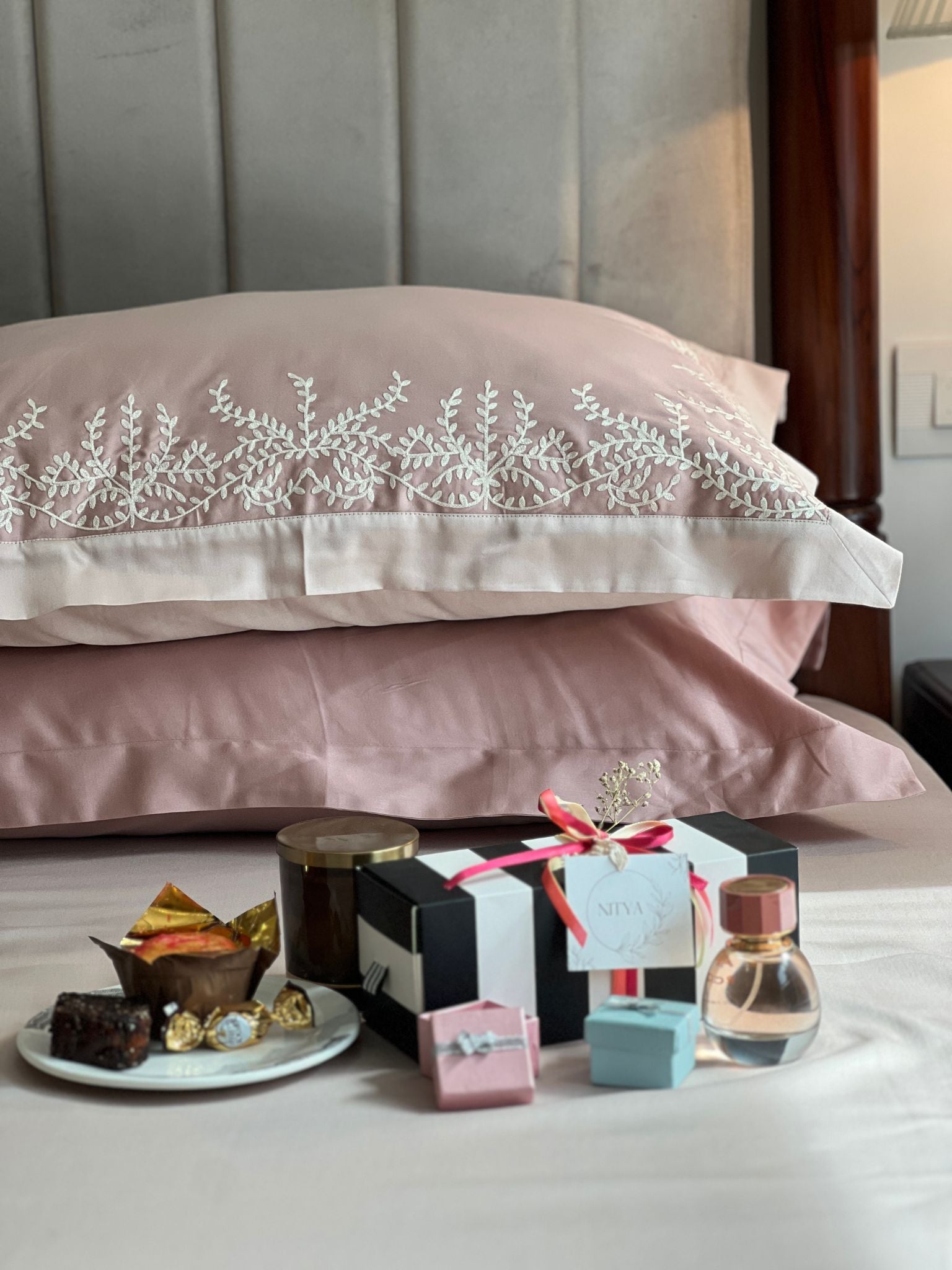 Faith Rose Buff Desire Cotton Bedsheet Set (5 PC Set)