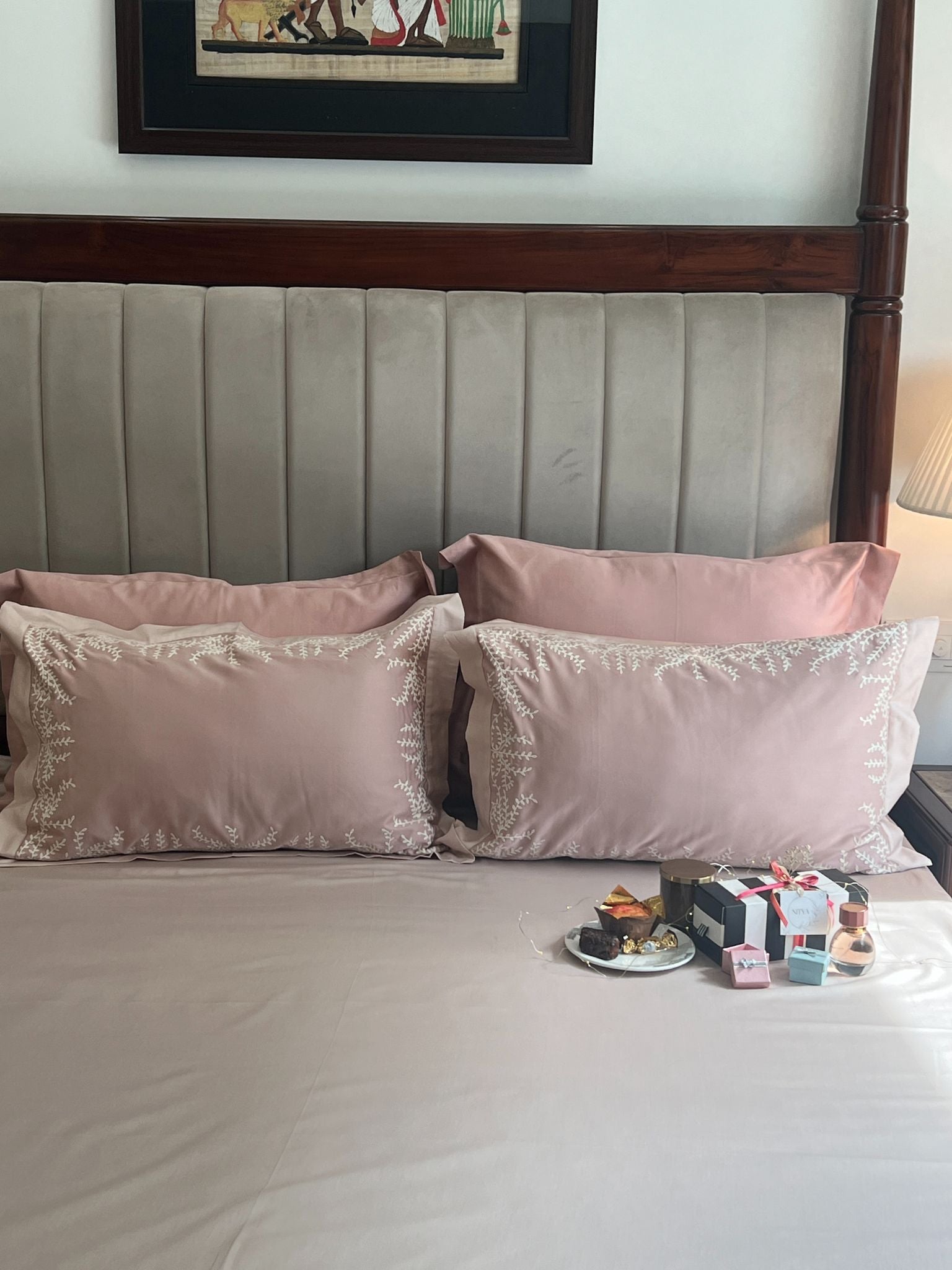 Faith Rose Buff Desire Cotton Bedsheet Set (5 PC Set)