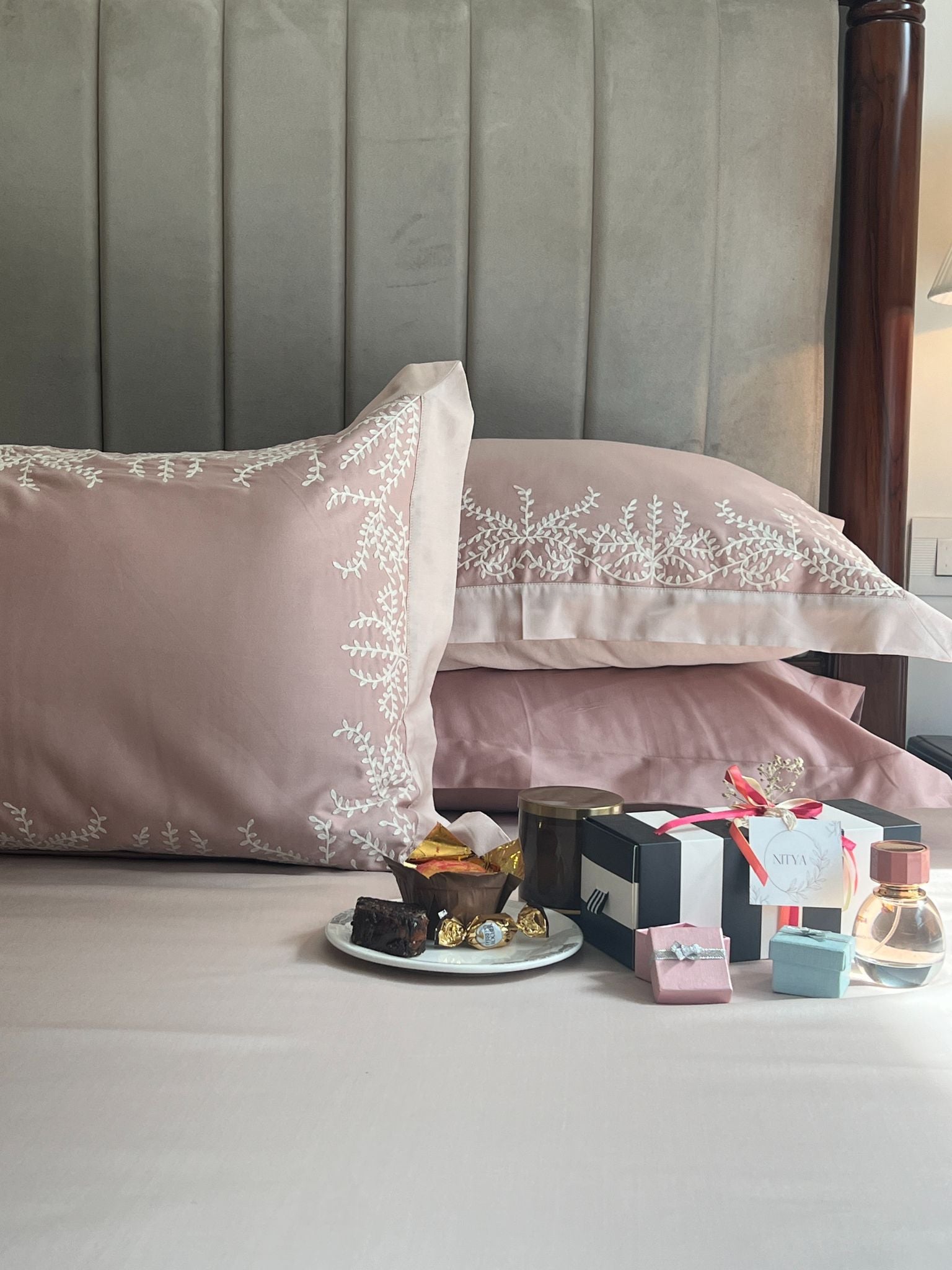 Faith Rose Buff Desire Cotton Bedsheet Set (5 PC Set)