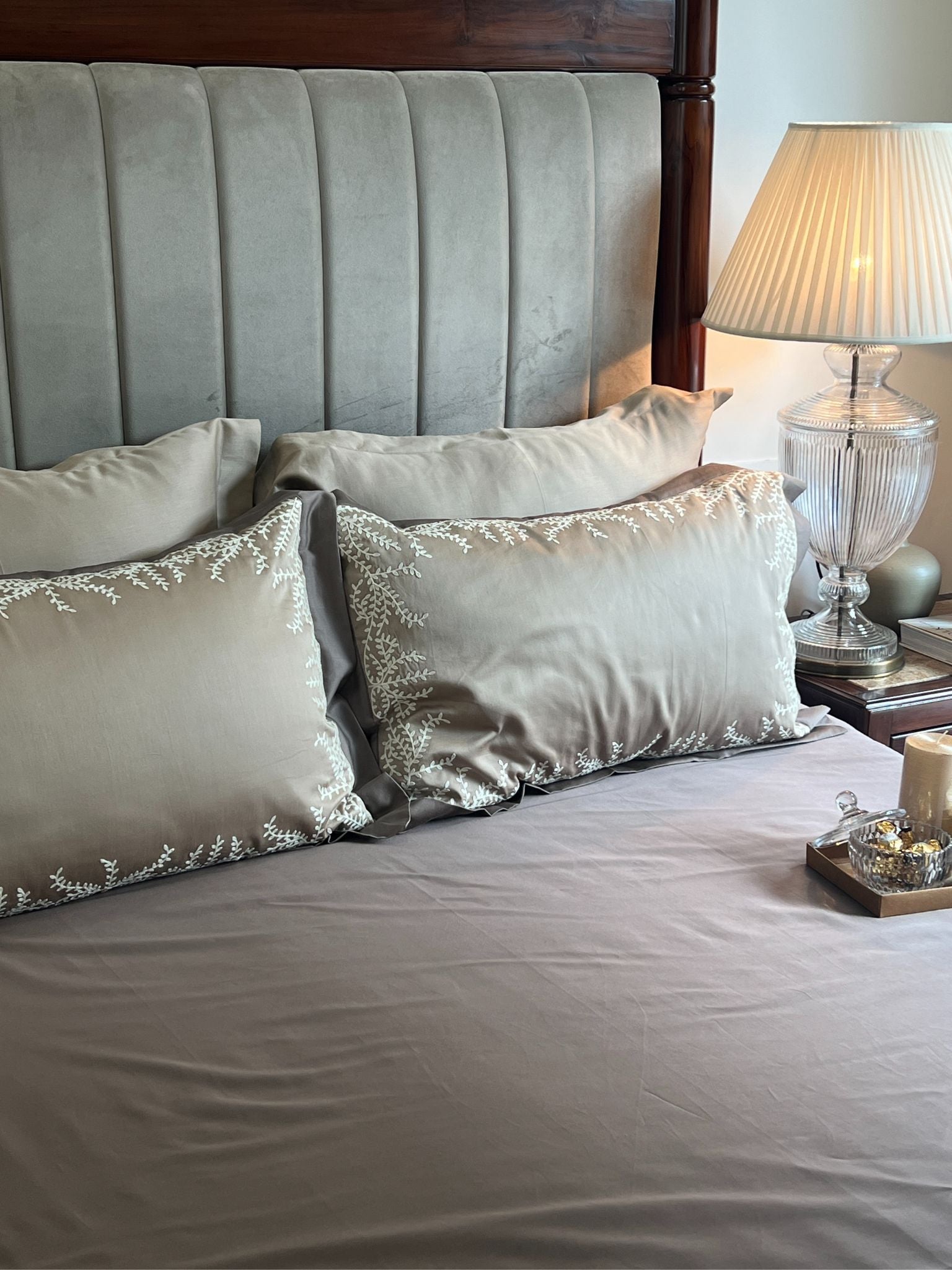 Faith Sand Taupe Desire Cotton Bedsheet Set (5 PC Set)