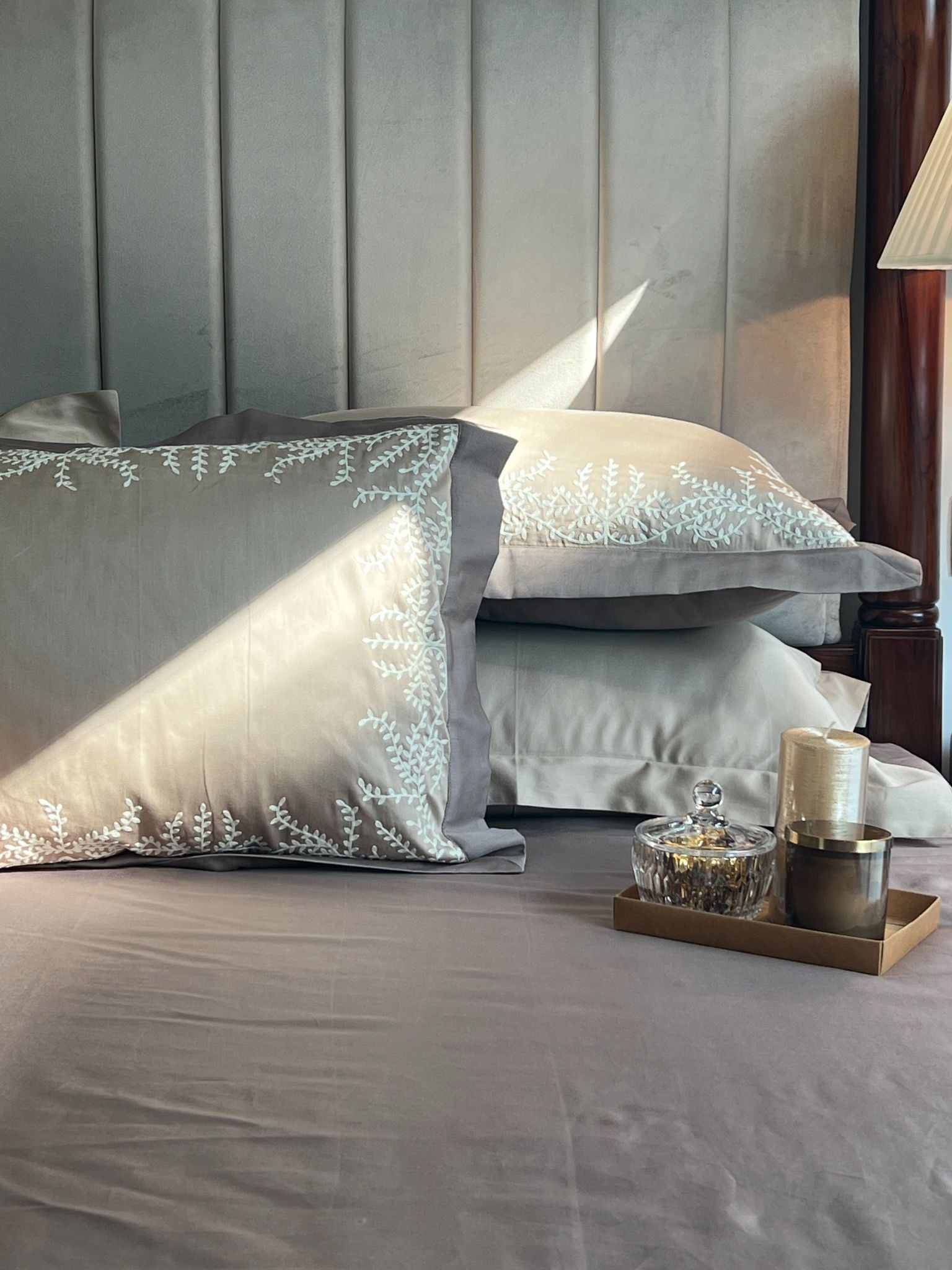 Faith Sand Taupe Desire Cotton Bedsheet Set (5 PC Set)