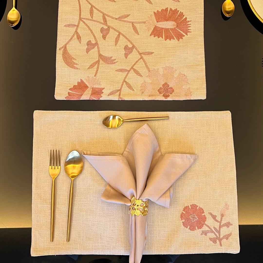 Floral Beige Table Linen Set (13 PC Set)