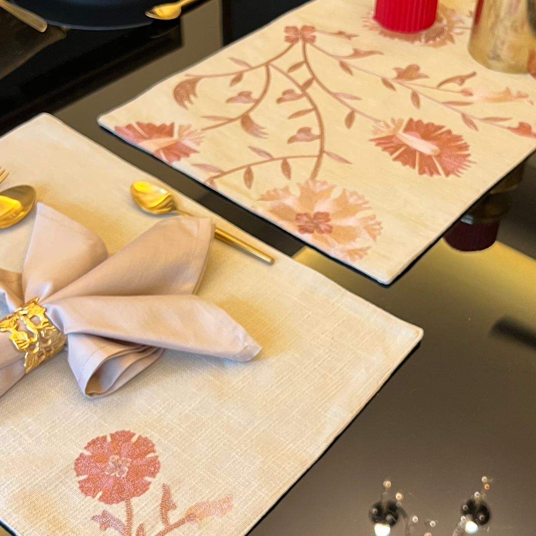 Floral Beige Table Linen Set (13 PC Set)