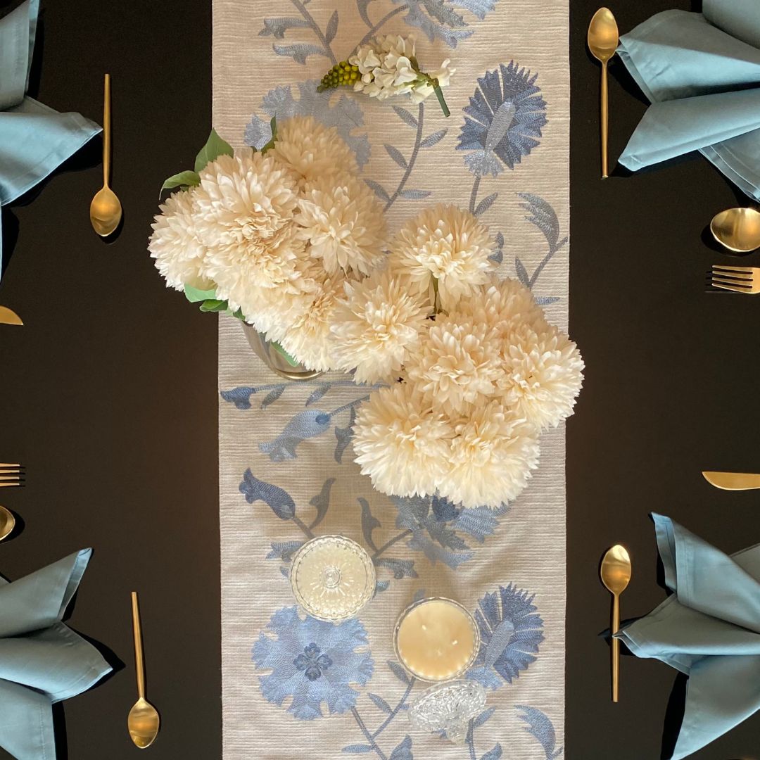 Floral Grey Table Linen Set (13 PC Set)