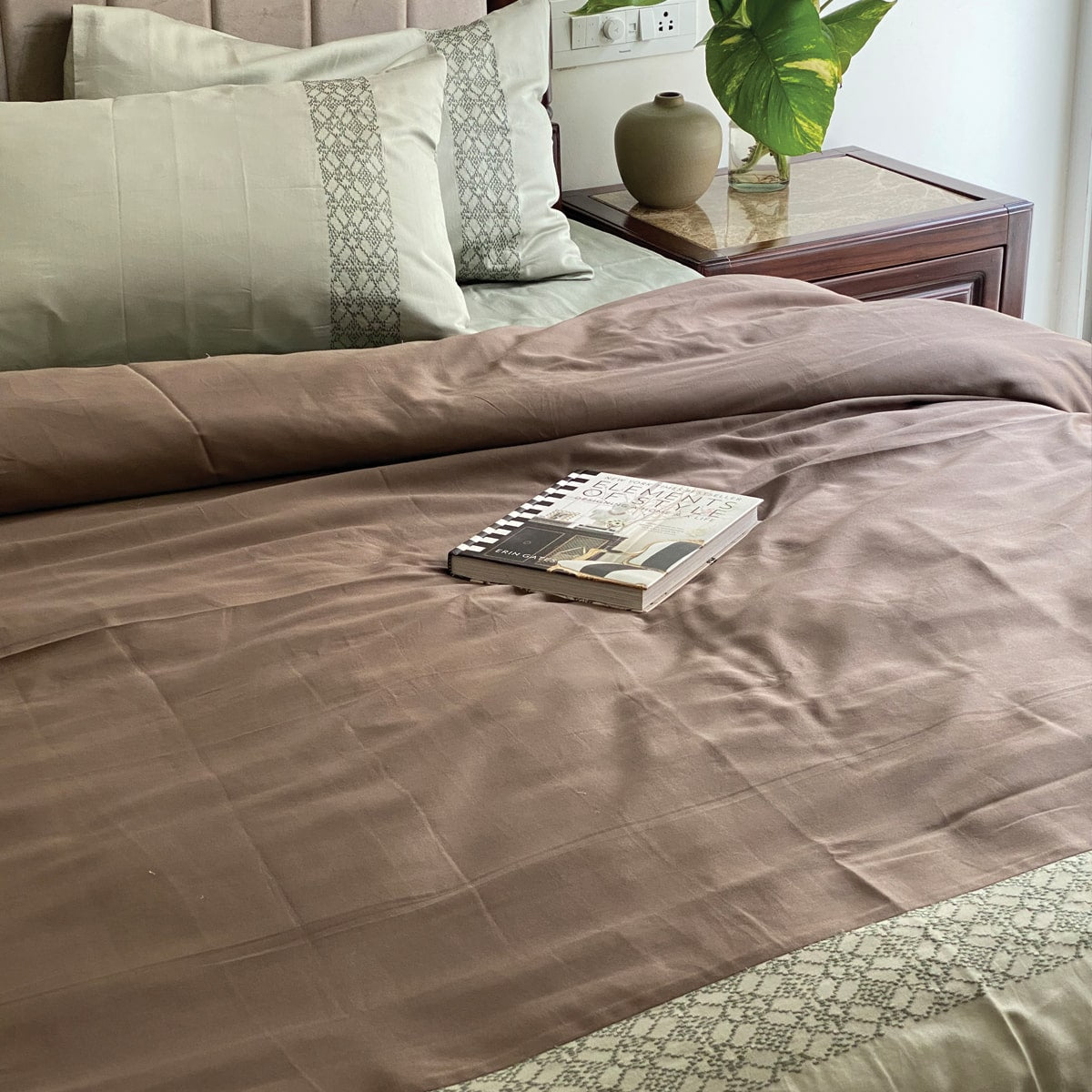 Gemstone Sage Green and Taupe Dreams Duvet Cover