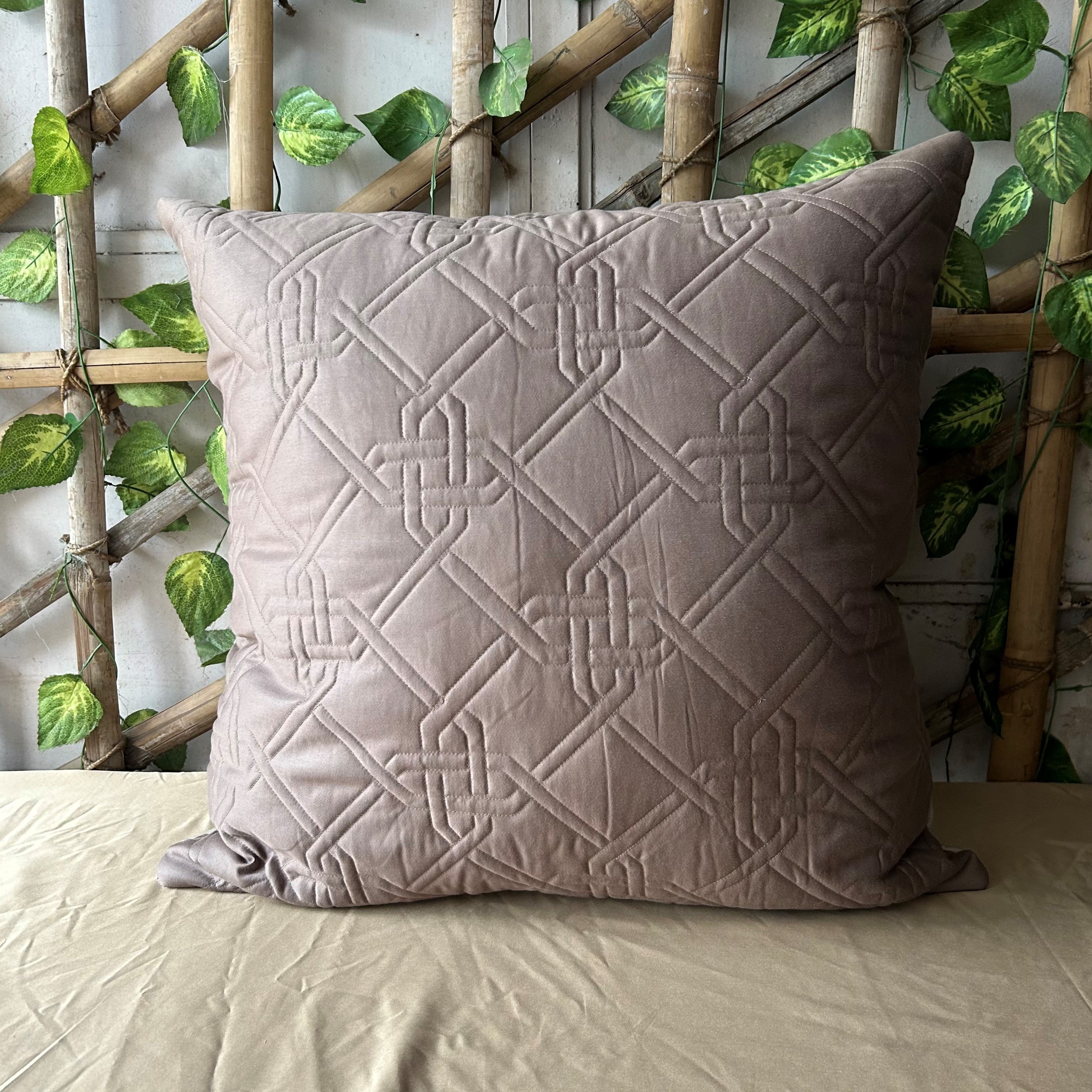 Gizmo Beige and Taupe Quilted Reversible Cotton Rich Euro Sham