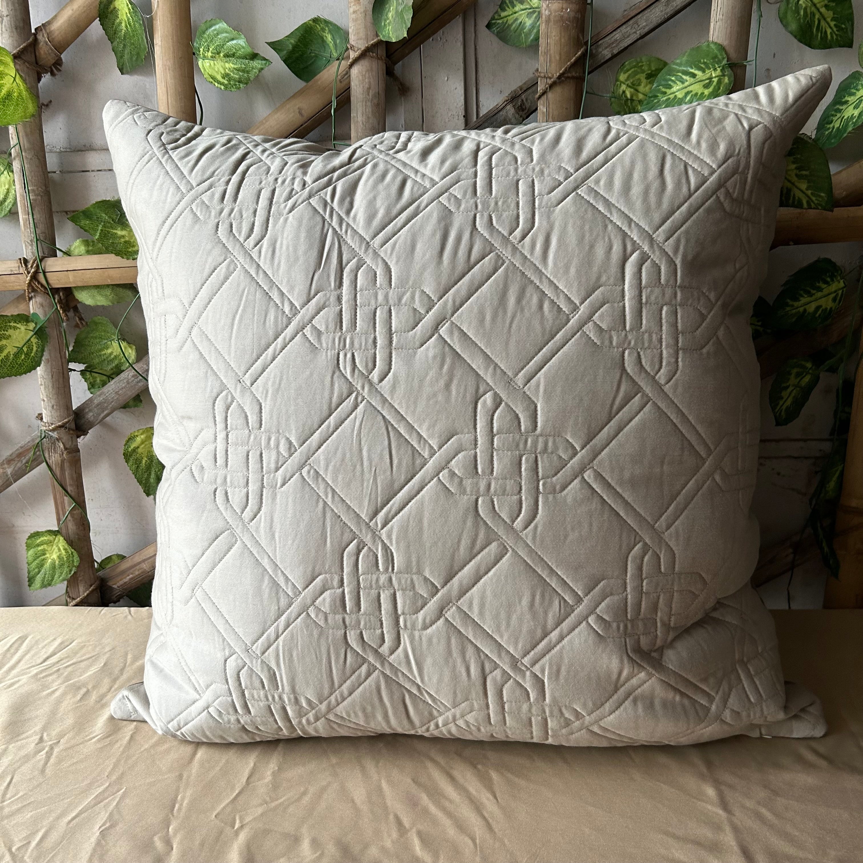 Gizmo Beige and Taupe Quilted Reversible Cotton Rich Euro Sham
