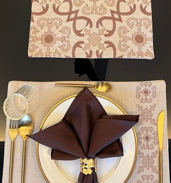 Geo Beige Table Linen - Set of 2 Placemats & 2 Napkins