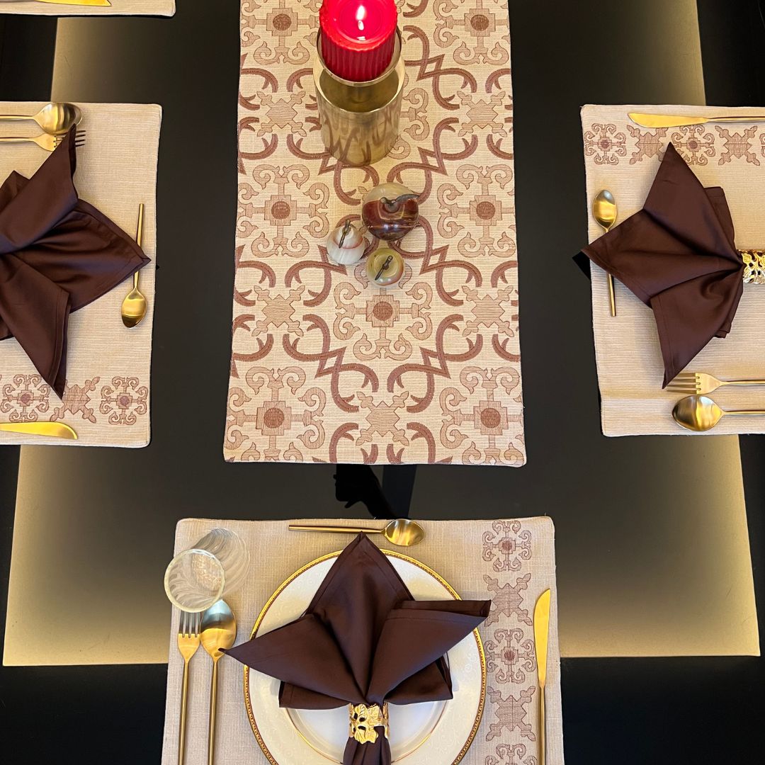 Geo Beige Table Runner