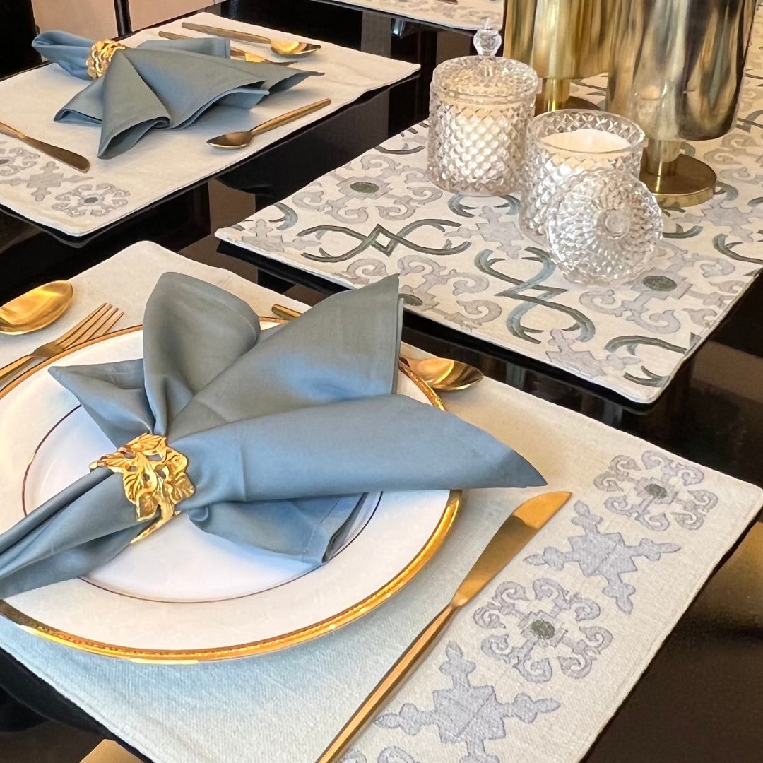 Geo Sage Green Table Linen Set (13 PC Set)