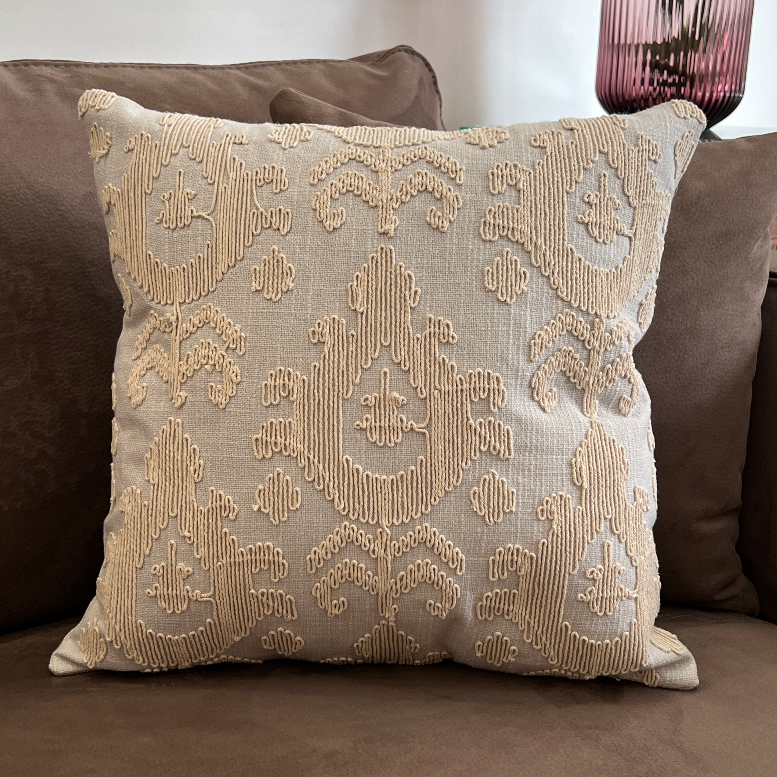 Decorative Grace Grey Cotton Slub Cushion Cover 16x16
