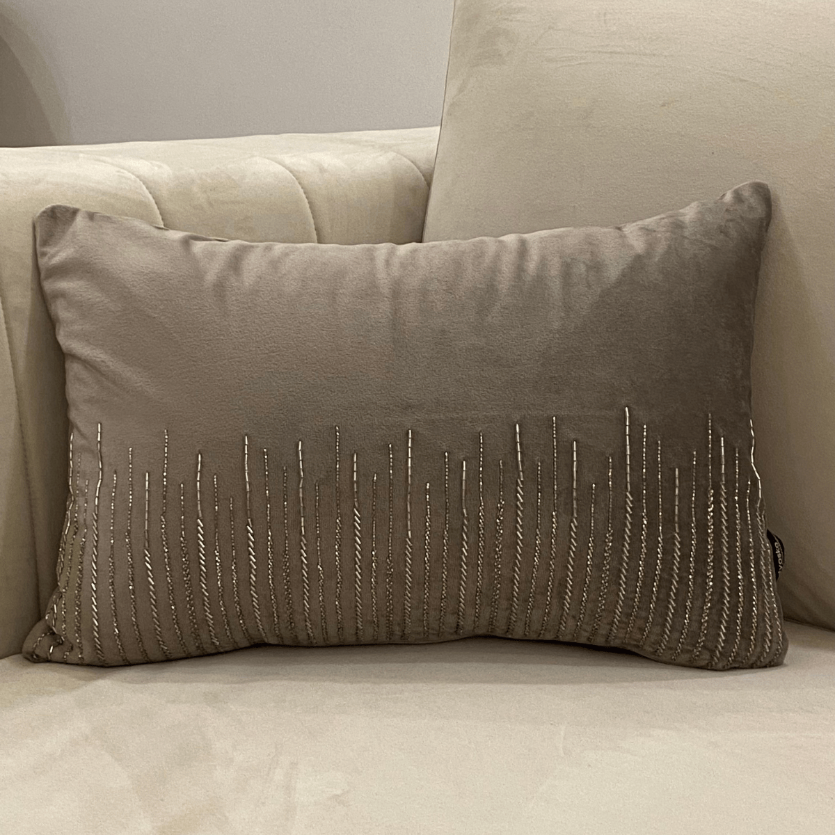 Decorative Grandeur Silver Velvet Cushion Cover 12x18