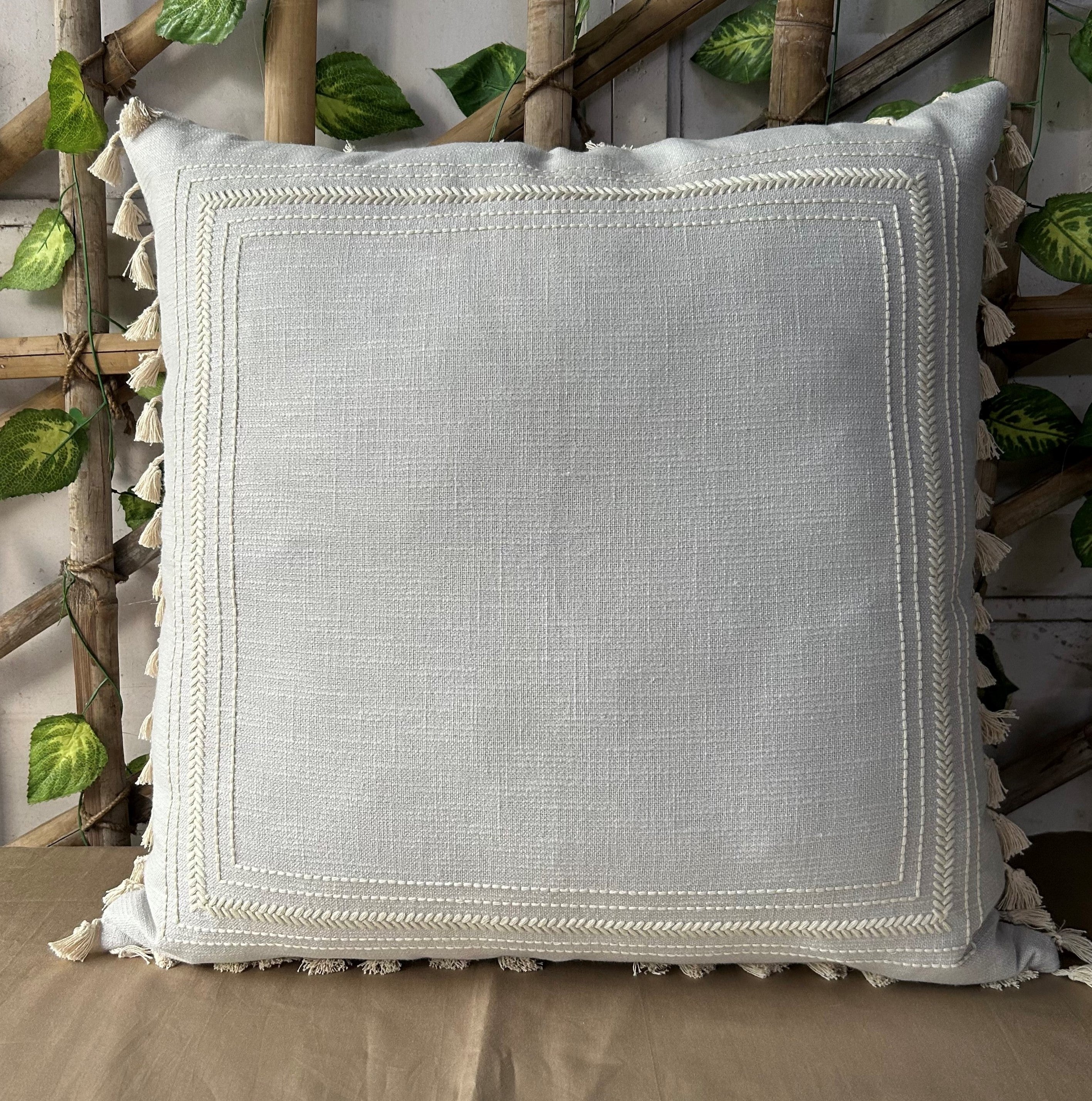 Heritage Grey Embroidered Cotton Slub Euro Sham