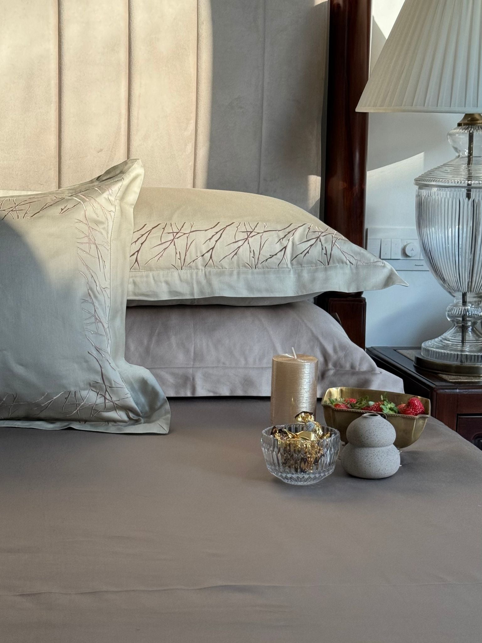 Hope Beige Taupe Desire Cotton Bedsheet Set (5 PC Set)