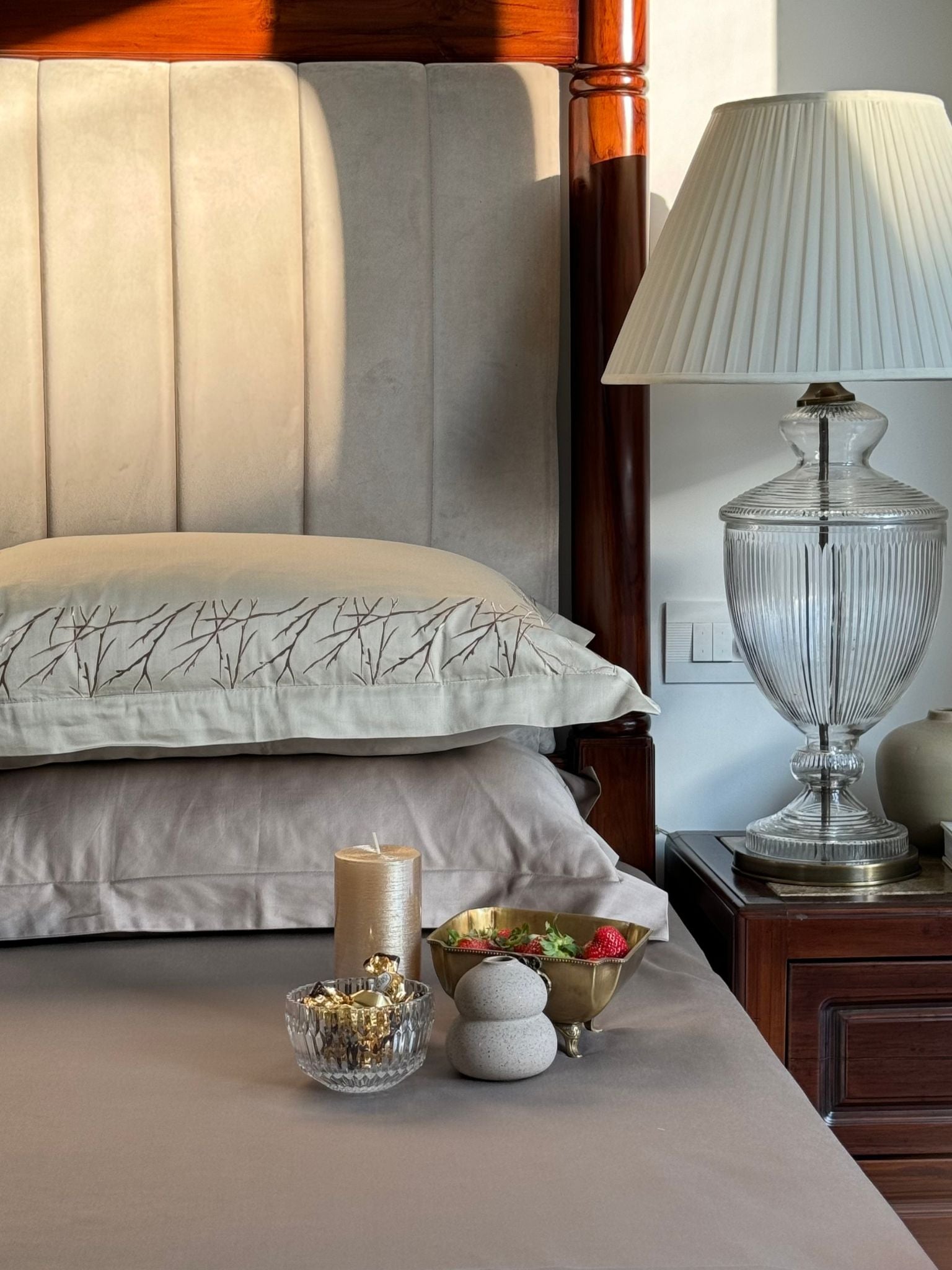 Hope Beige Taupe Desire Cotton Bedsheet Set (5 PC Set)