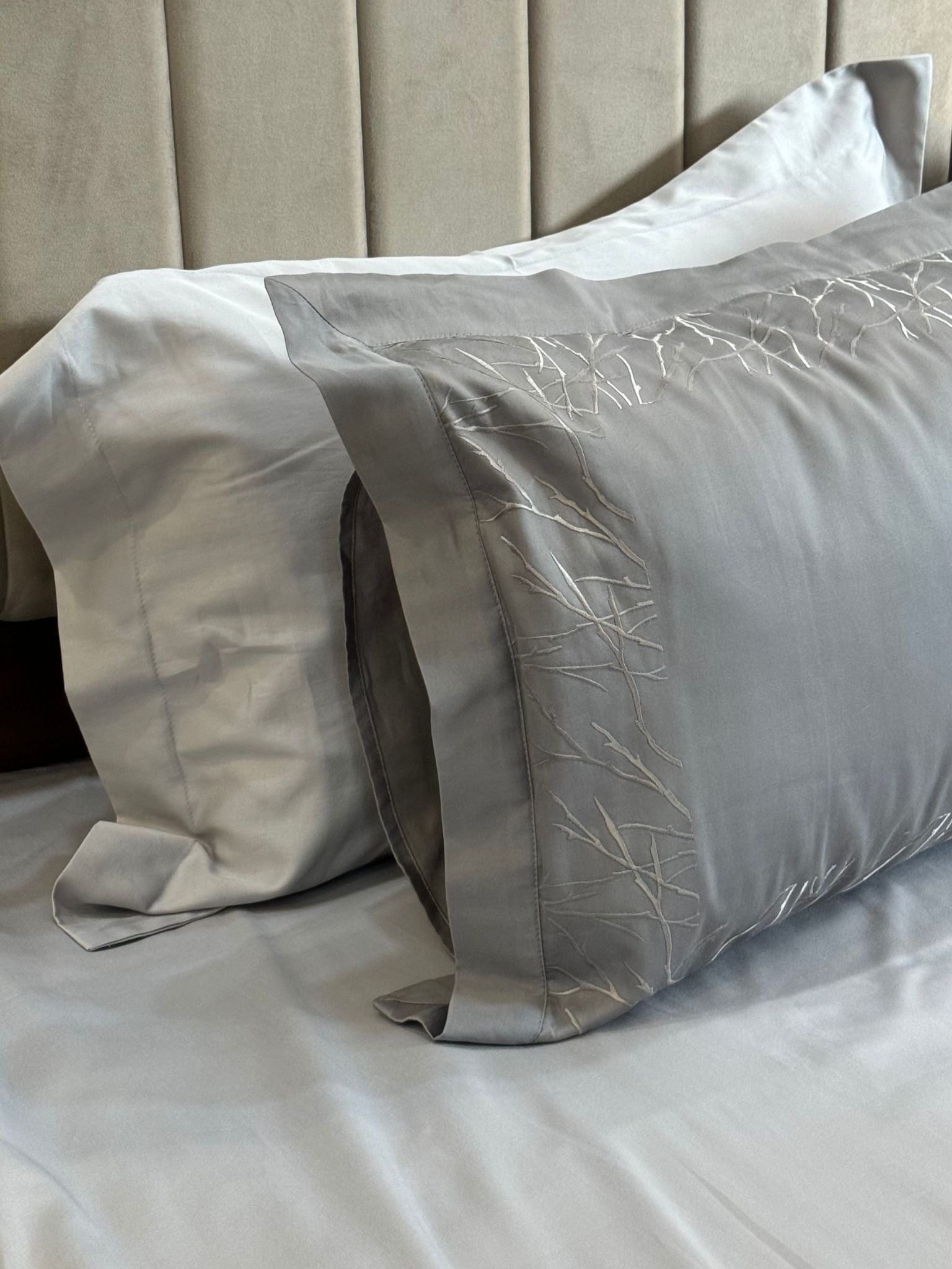 Hope Slate Pearl Grey Desire Cotton Bedsheet Set (5 PC Set)