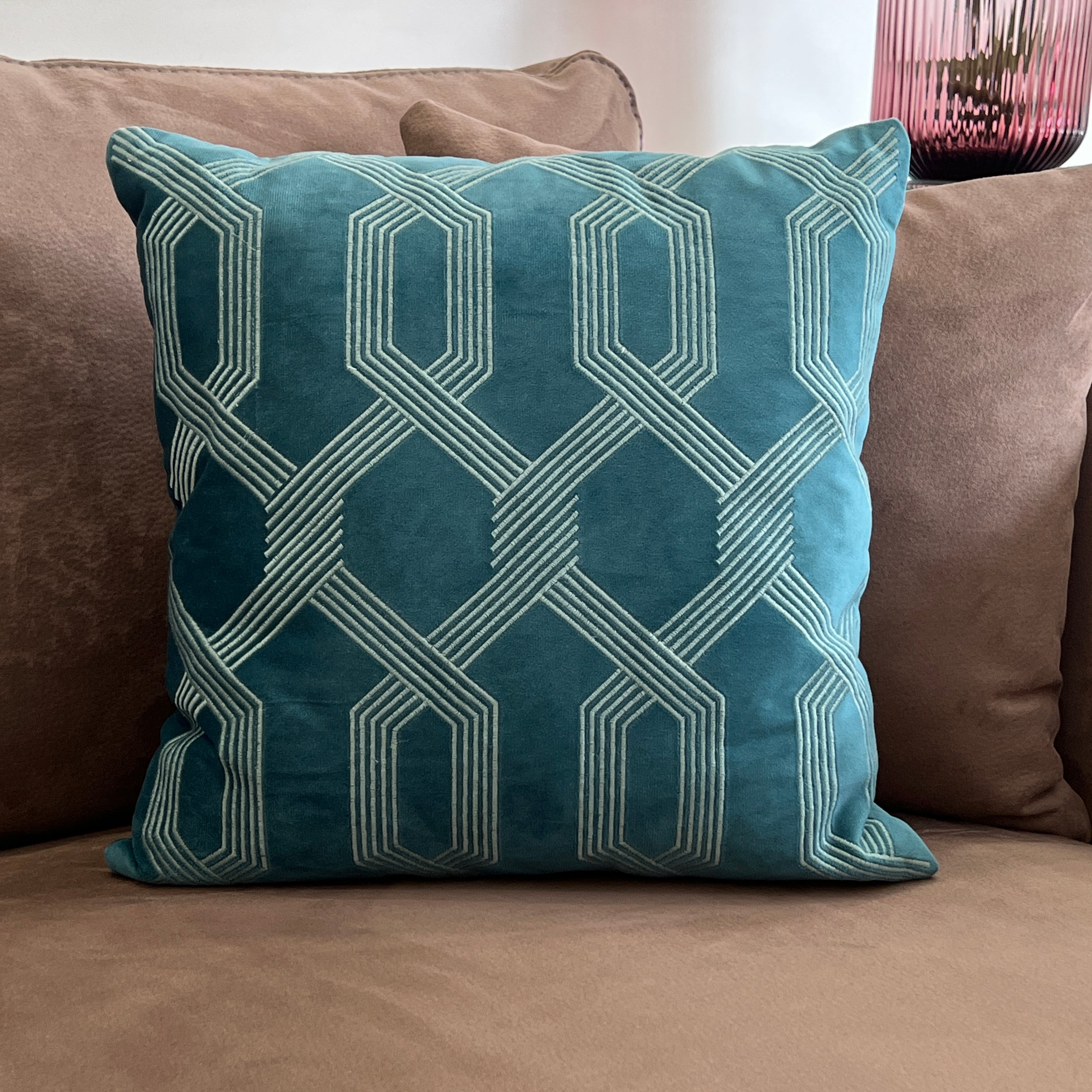 Decorative Arcade Emerald Velvet Cushion Cover 16x16