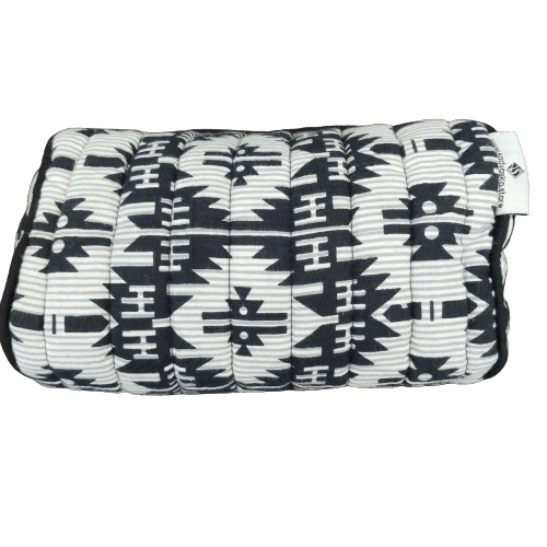 Black and White Cotton Quilted Wedding Jewelry Pouch / Cosmetic / Make Up Case Multifunction Storage