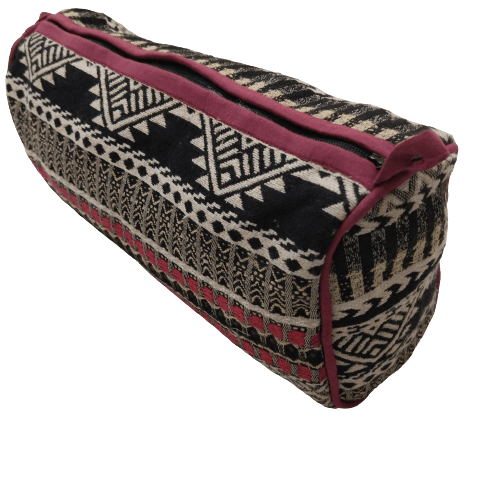 Black and Maroon Cotton Large Size Woven Wedding Jewelry Pouch / Cosmetic / Make Up Case Multifunction Storage