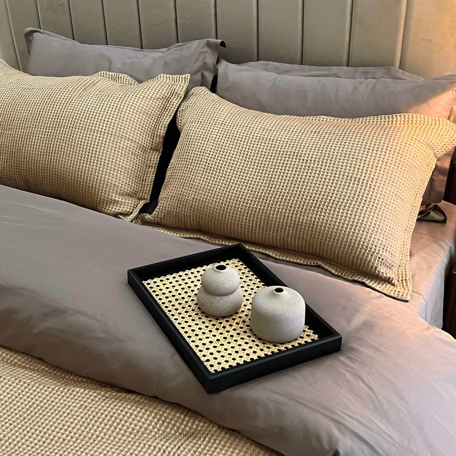 Honeycomb Mocha Woven Duvet Cover Set