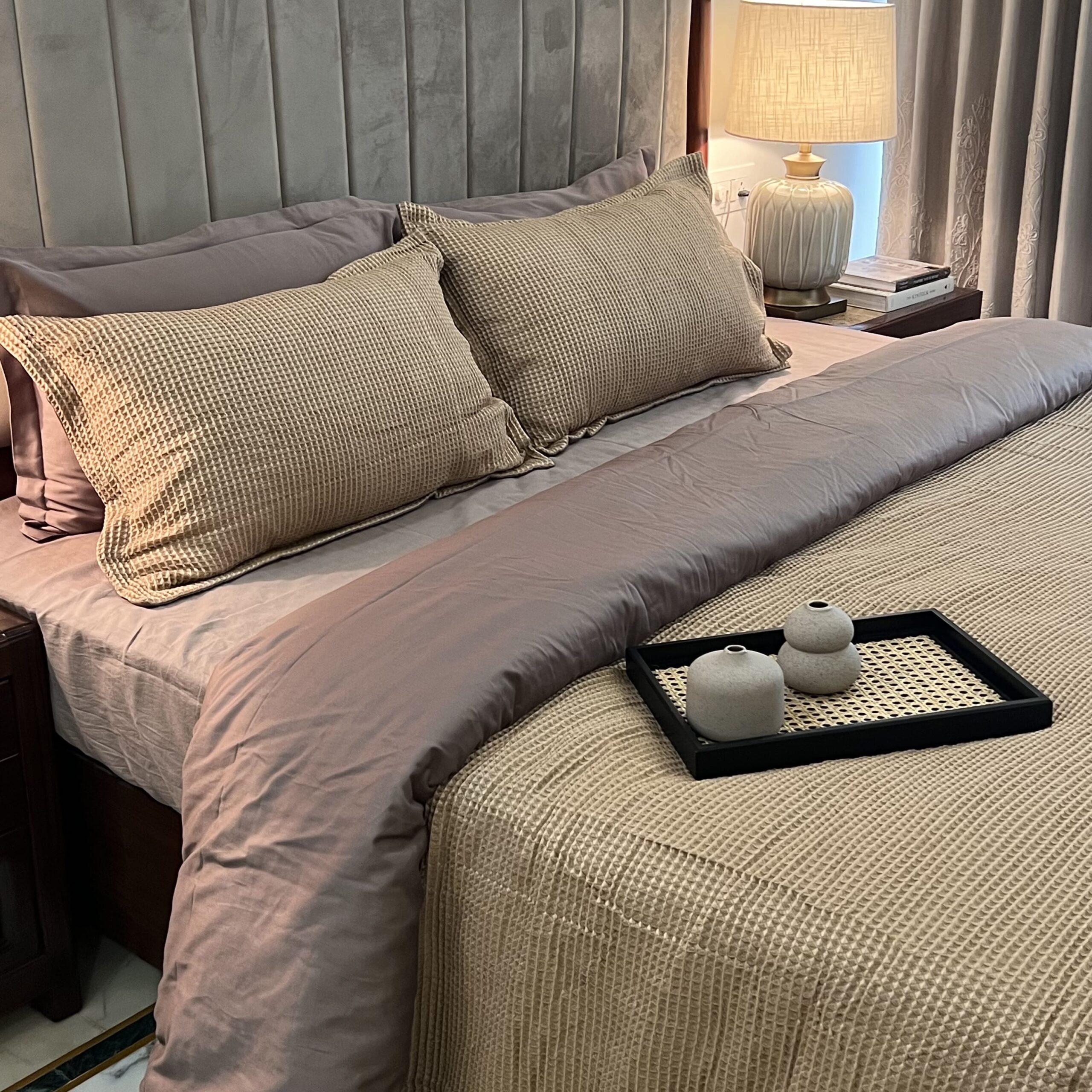Honeycomb Mocha Woven Duvet Cover Set