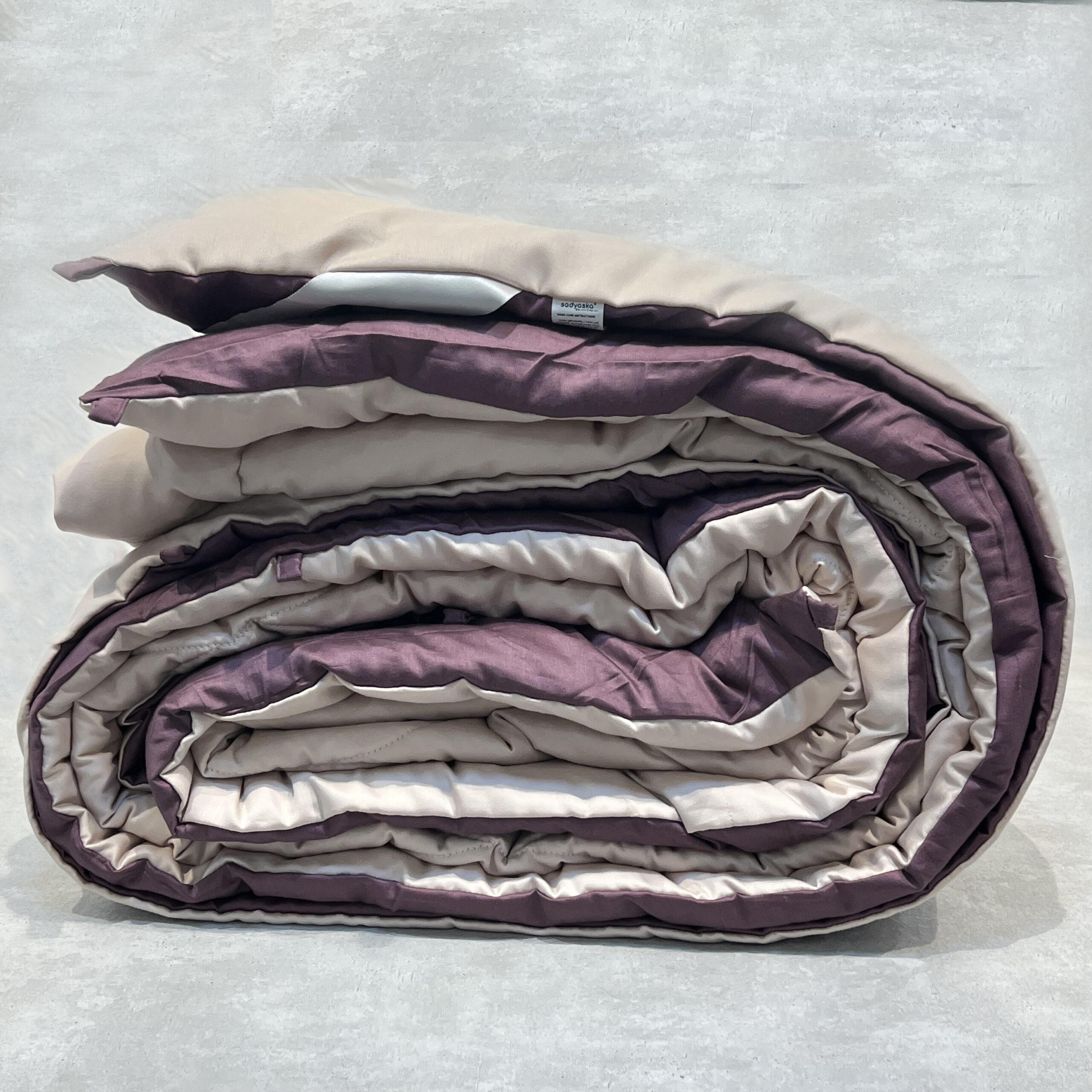 Buff and Mauve 300TC Cotton Reversible Downfill Quilt