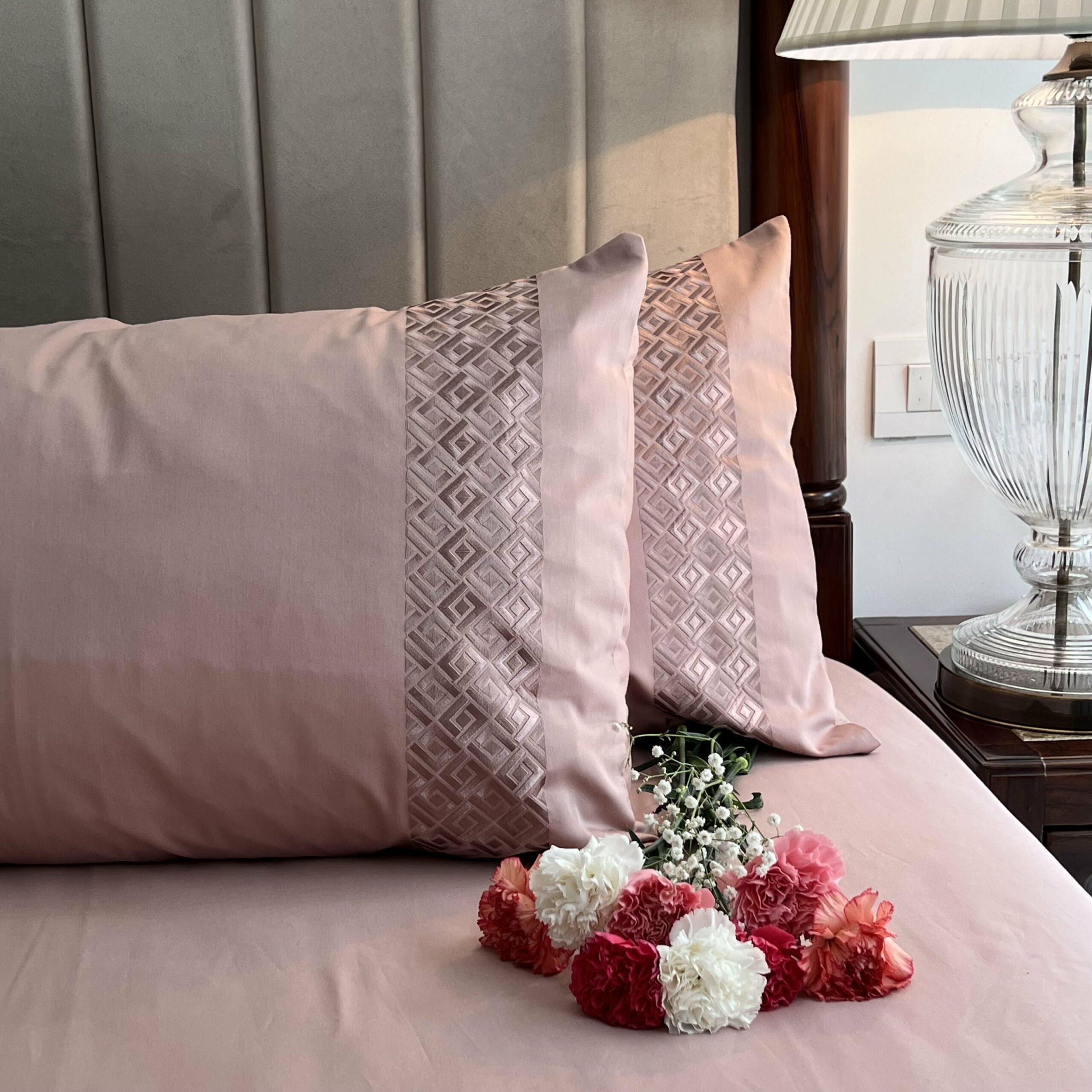 Squarish Rose Dreams Pillow Covers (Set of 2)