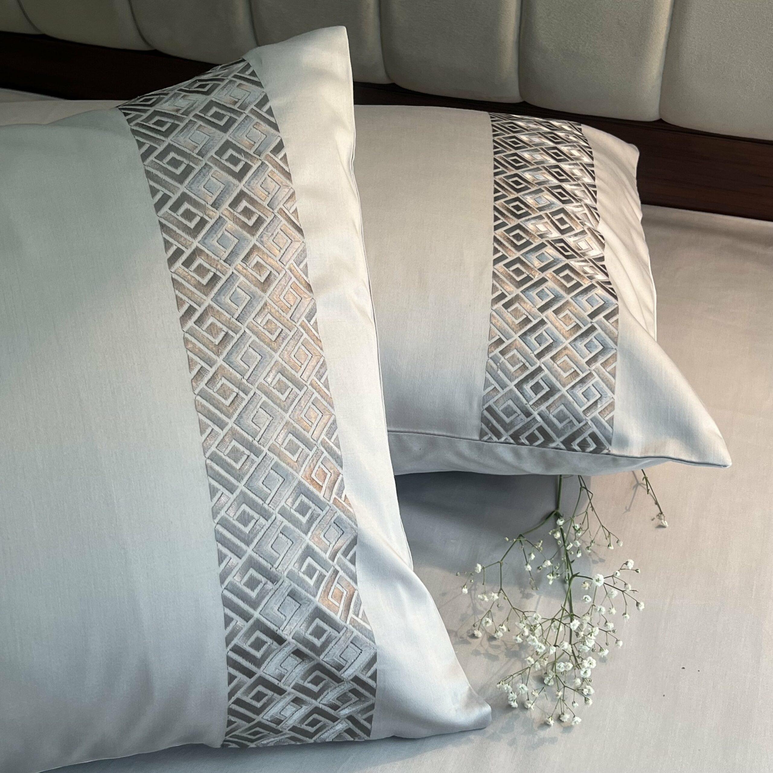 Squarish Pearl Grey Dreams Pillow Covers (Set of 2)