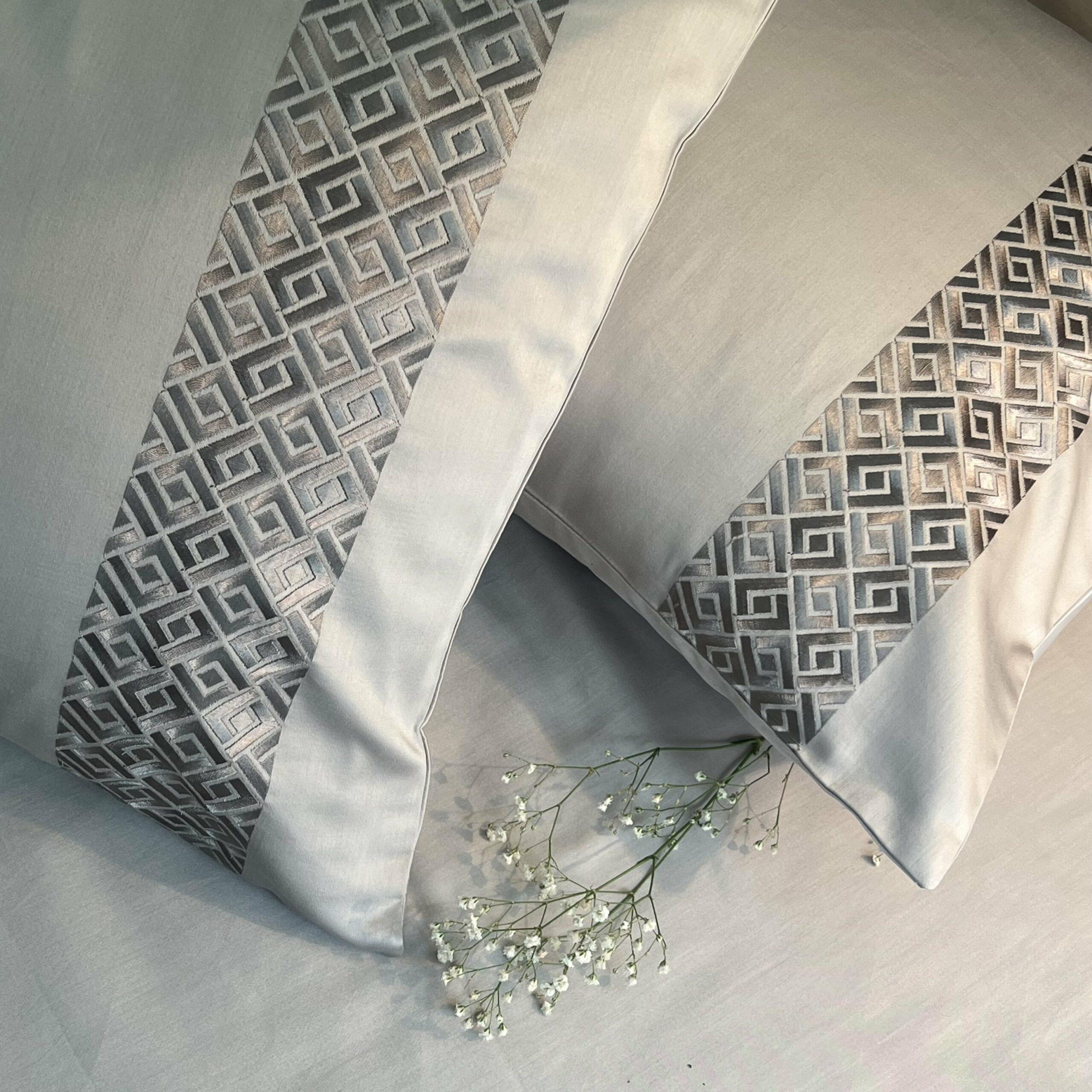 Squarish Pearl Grey Dreams Pillow Covers (Set of 2)