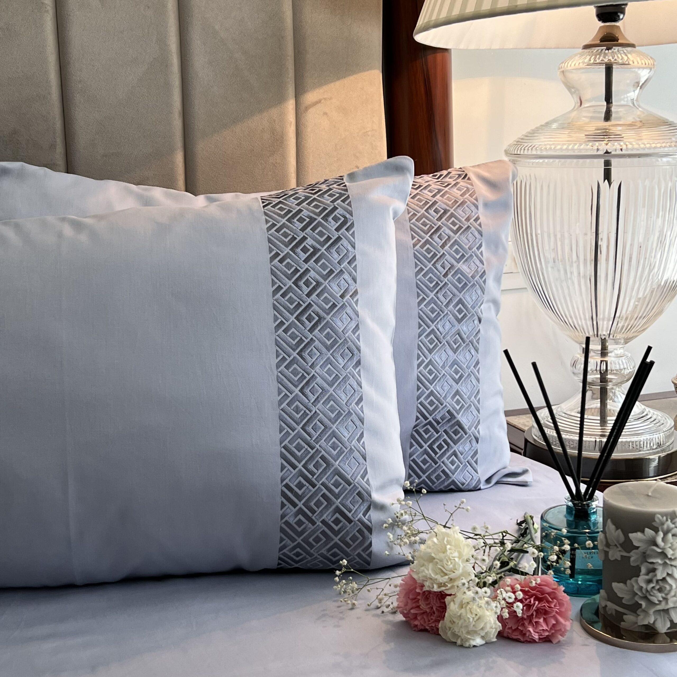 Squarish Smoke Blue Dreams Pillow Covers (Set of 2)