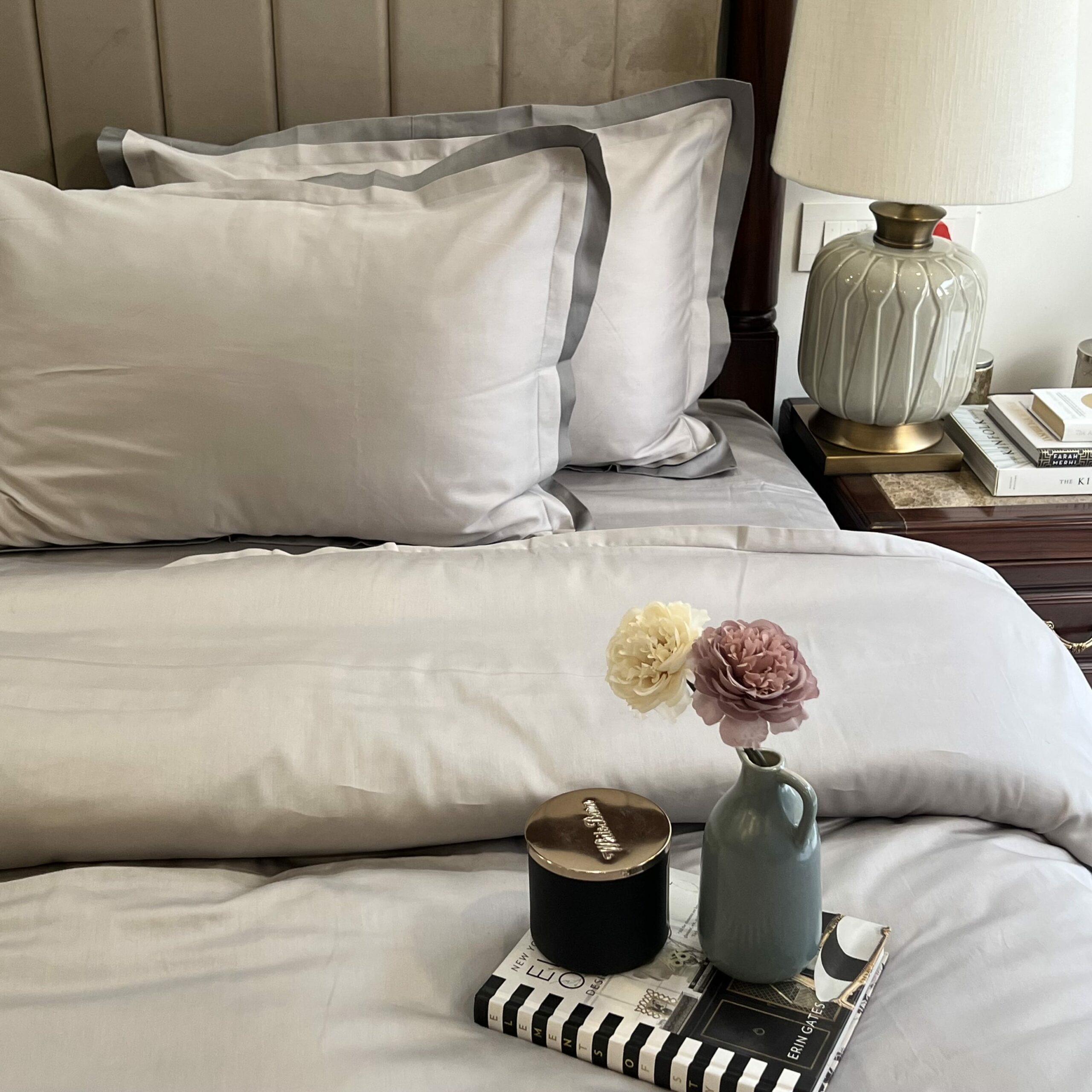 Pearl Grey and Slate Duplex Duvet Cover