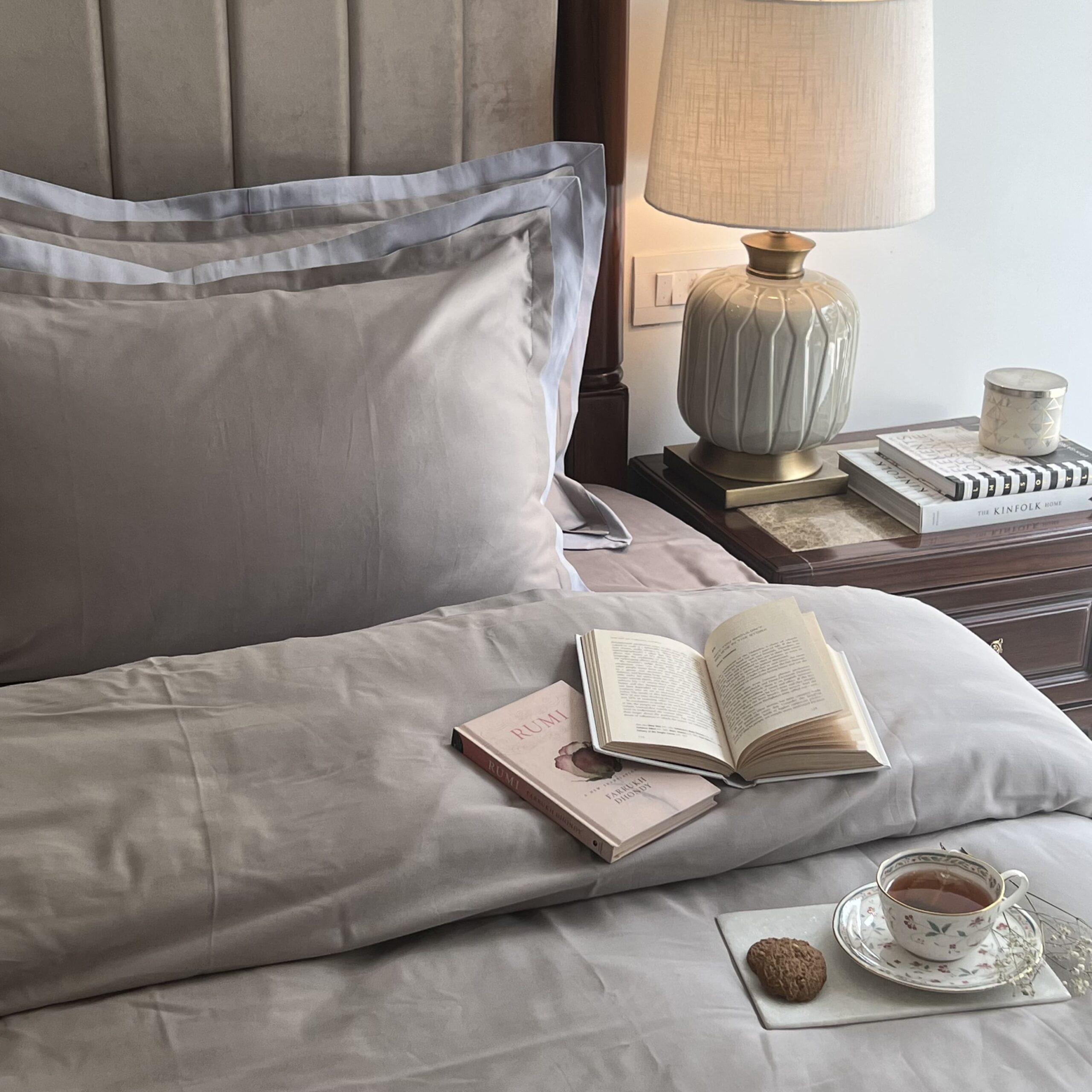 Silver and Smoke Blue Duplex Duvet Cover