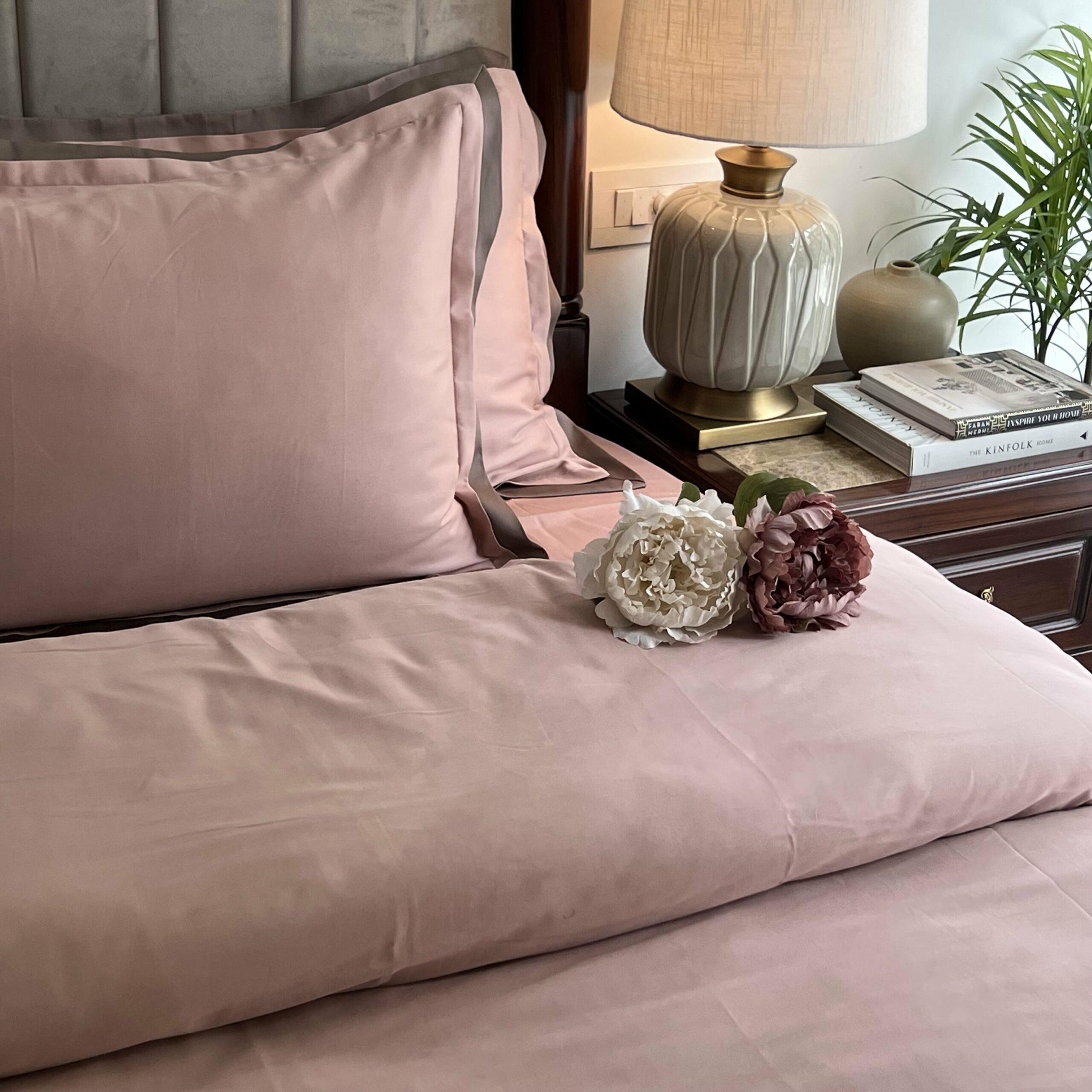 Rose and Taupe Duplex Duvet Cover Set