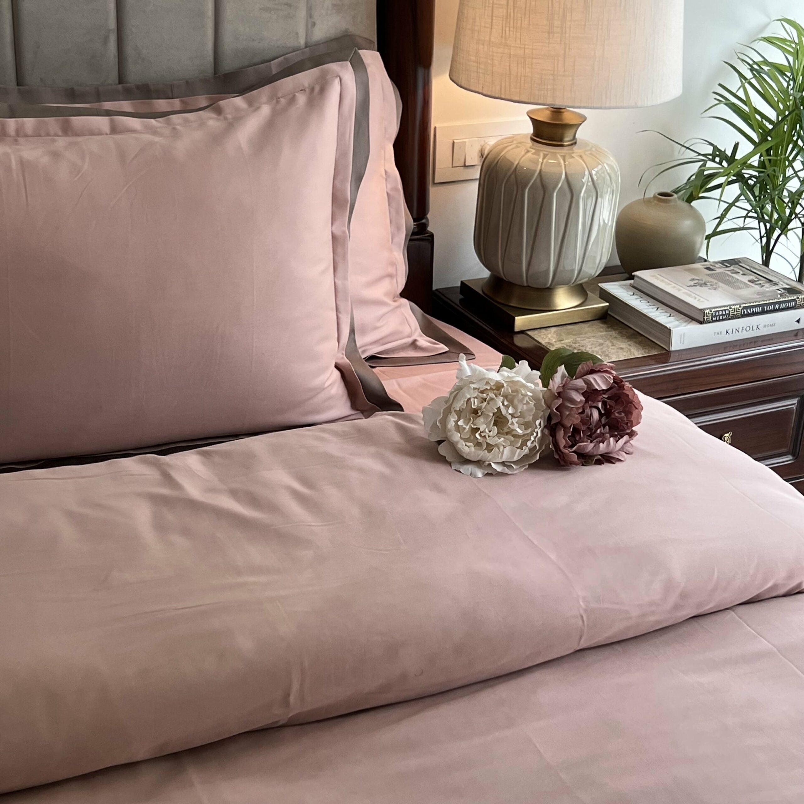 Rose and Taupe Duplex Duvet Cover