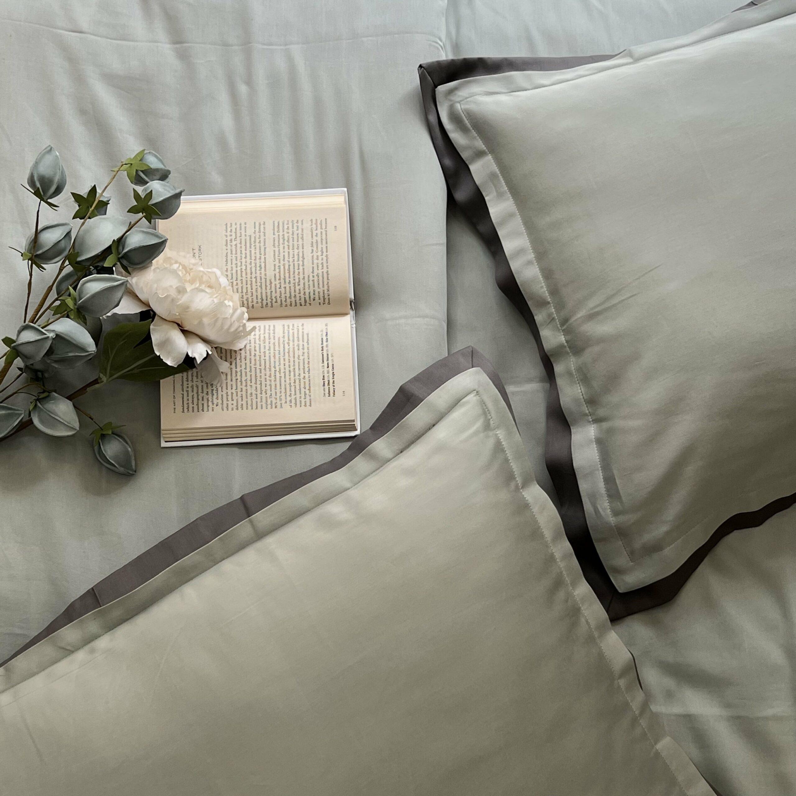 Sage Green and Elephant Grey Duplex Duvet Cover Set