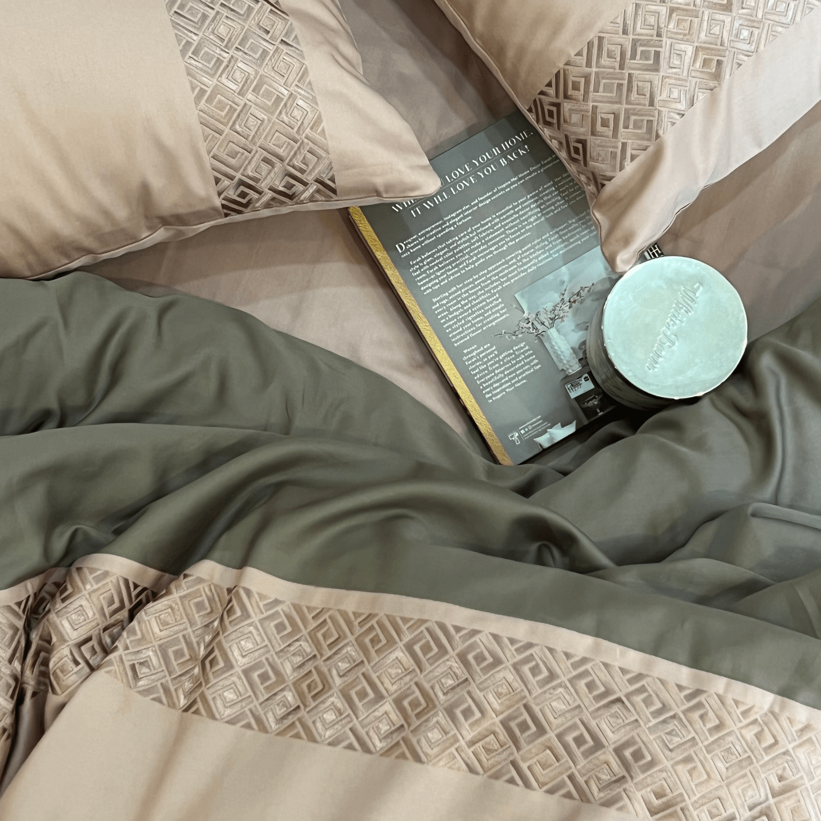 Squarish Rose Taupe Dreams Duvet Cover