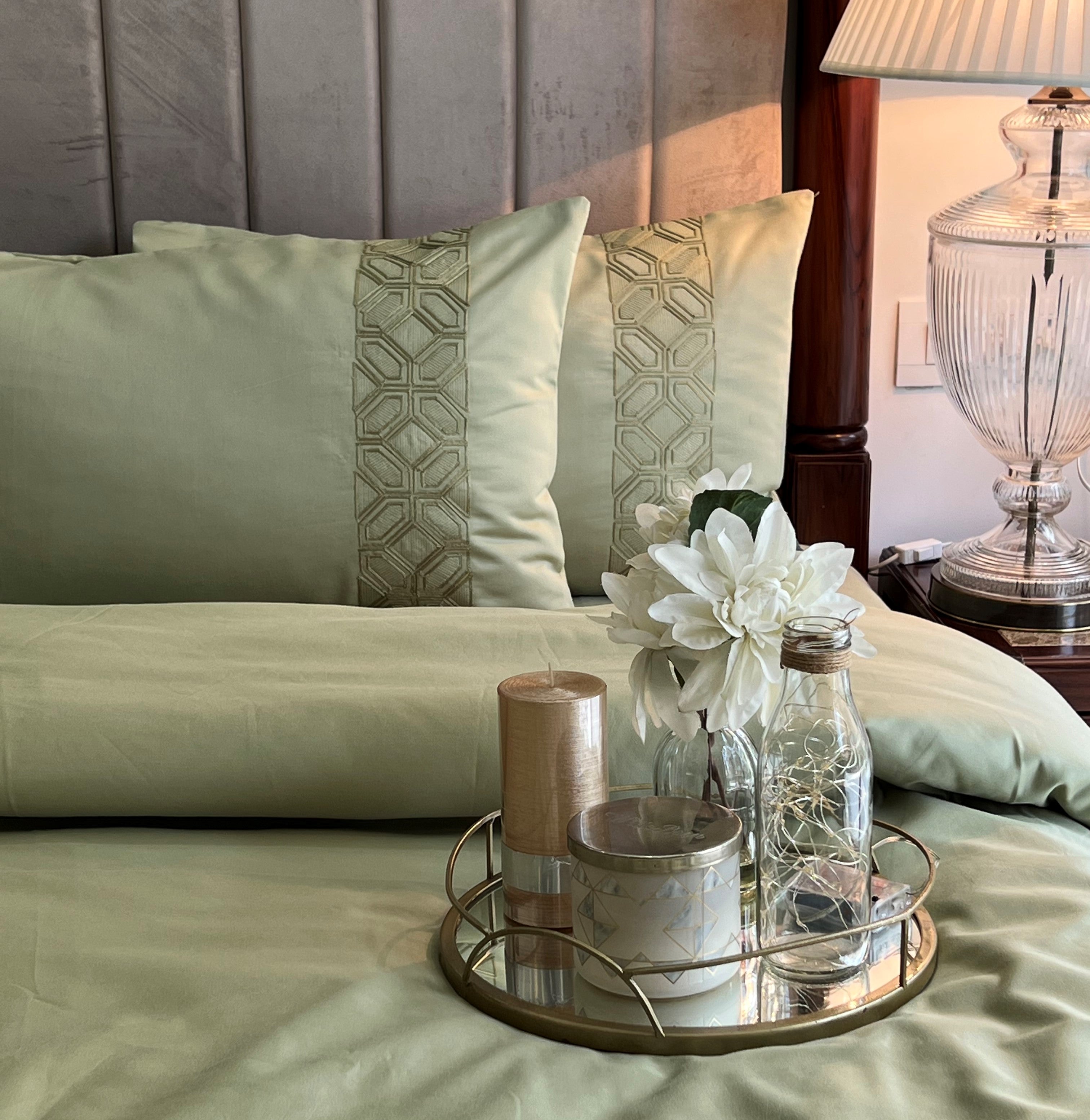 Arc Lime Green 1000TC Cotton Rich Syona Bedsheet Set (5 pc Set)