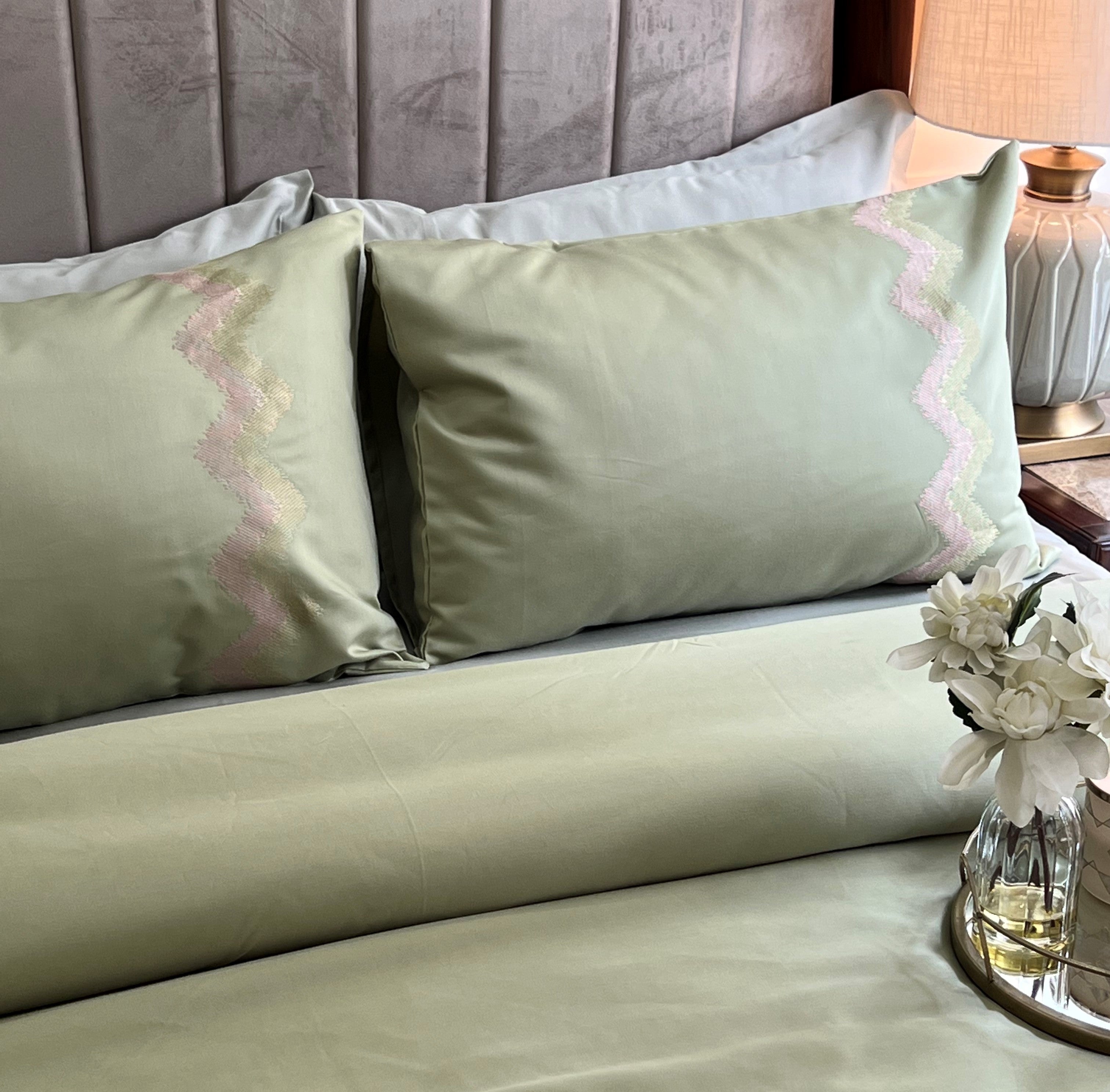 Crest Lime Green 1000TC Cotton Rich Syona Bedsheet Set (5 pc Set)