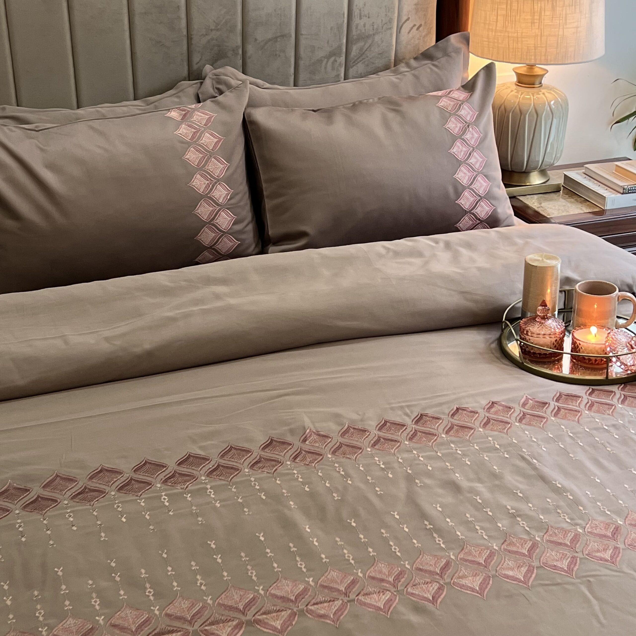 Leaflet Taupe Syona Duvet Cover