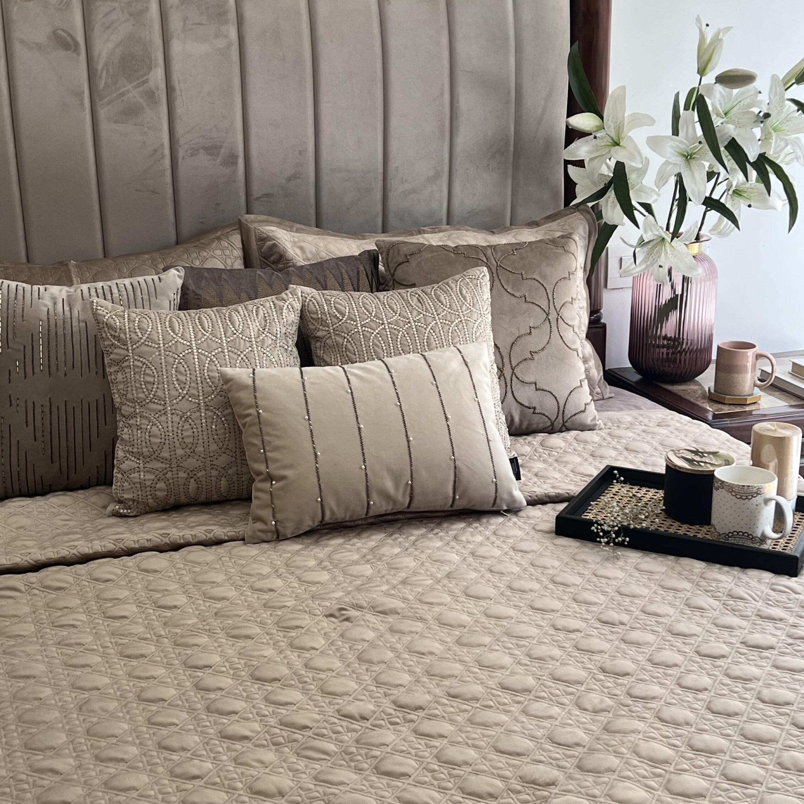 Stellar Champagne Gold Velvet Bedspread