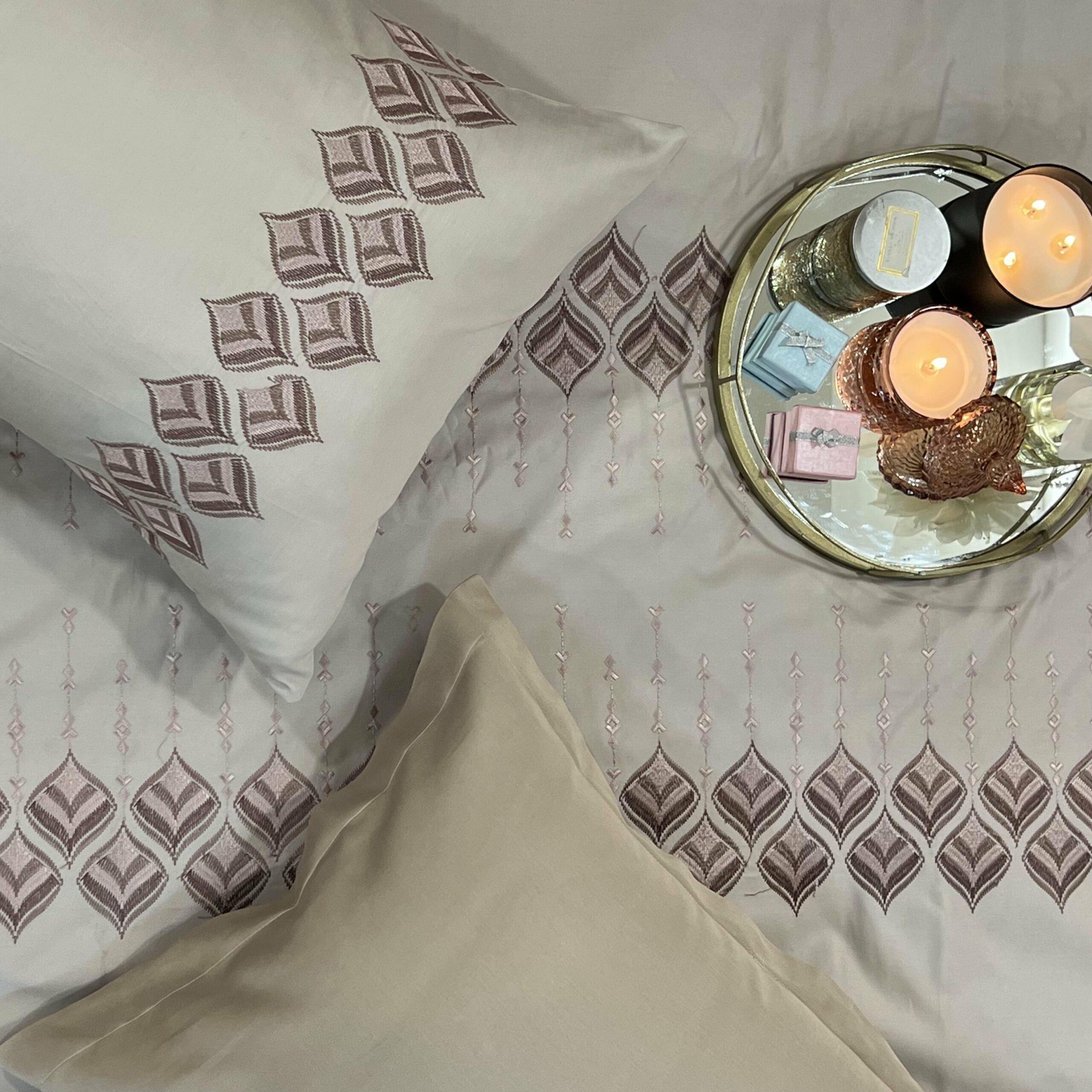 Leaflet Beige Syona Duvet Cover Set