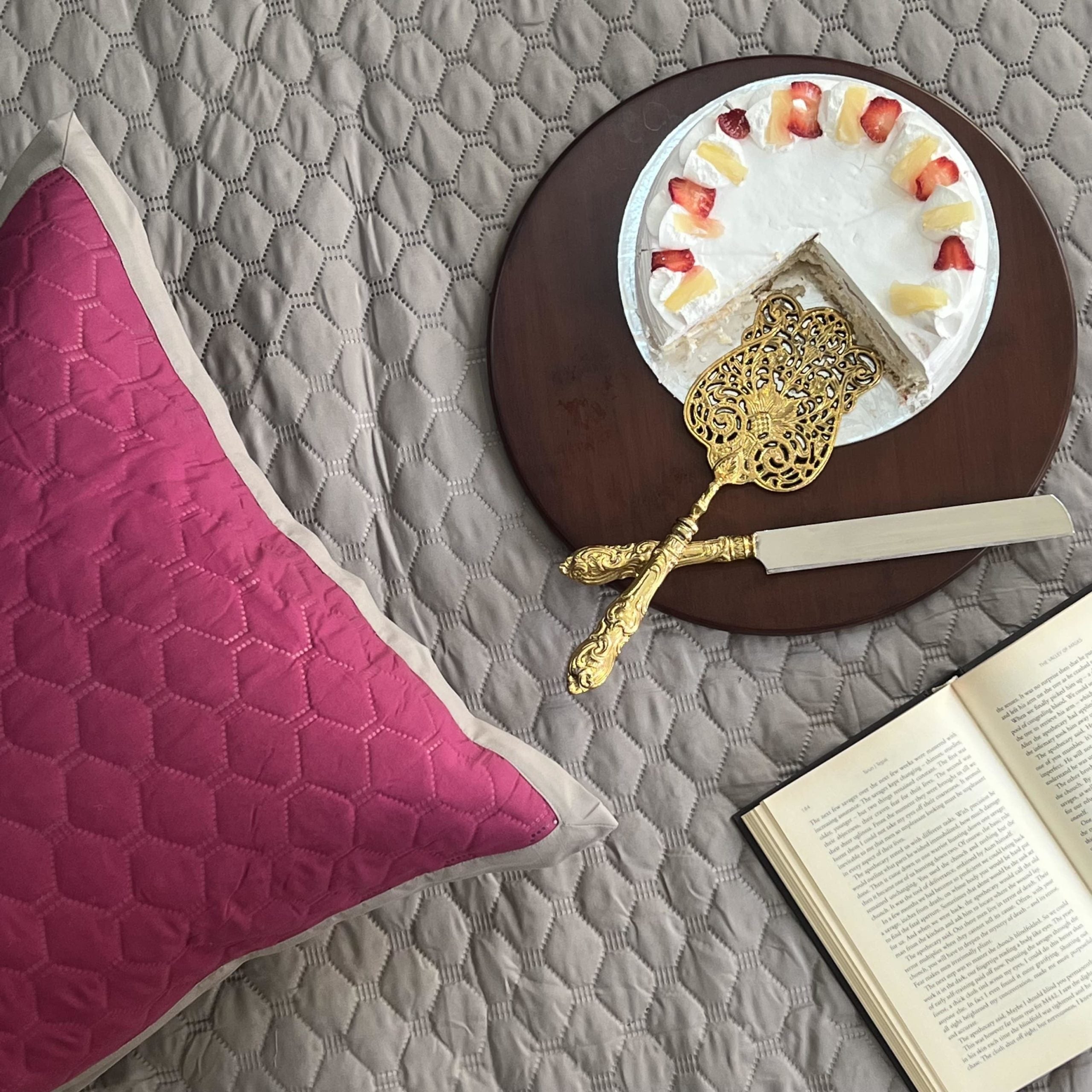 Quilted Wine Grey Bedspread