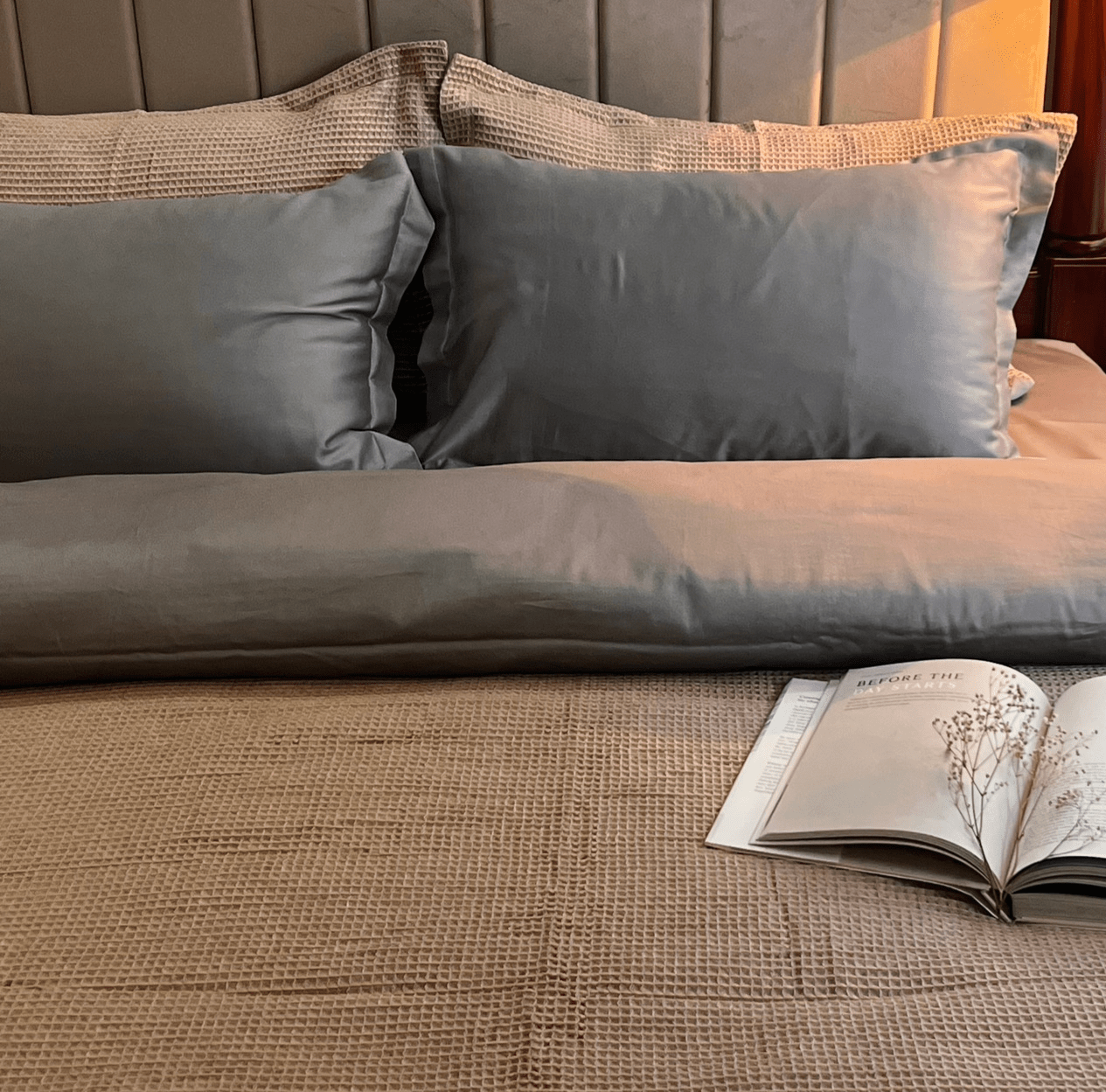 Honeycomb Slate Woven Duvet Cover Set