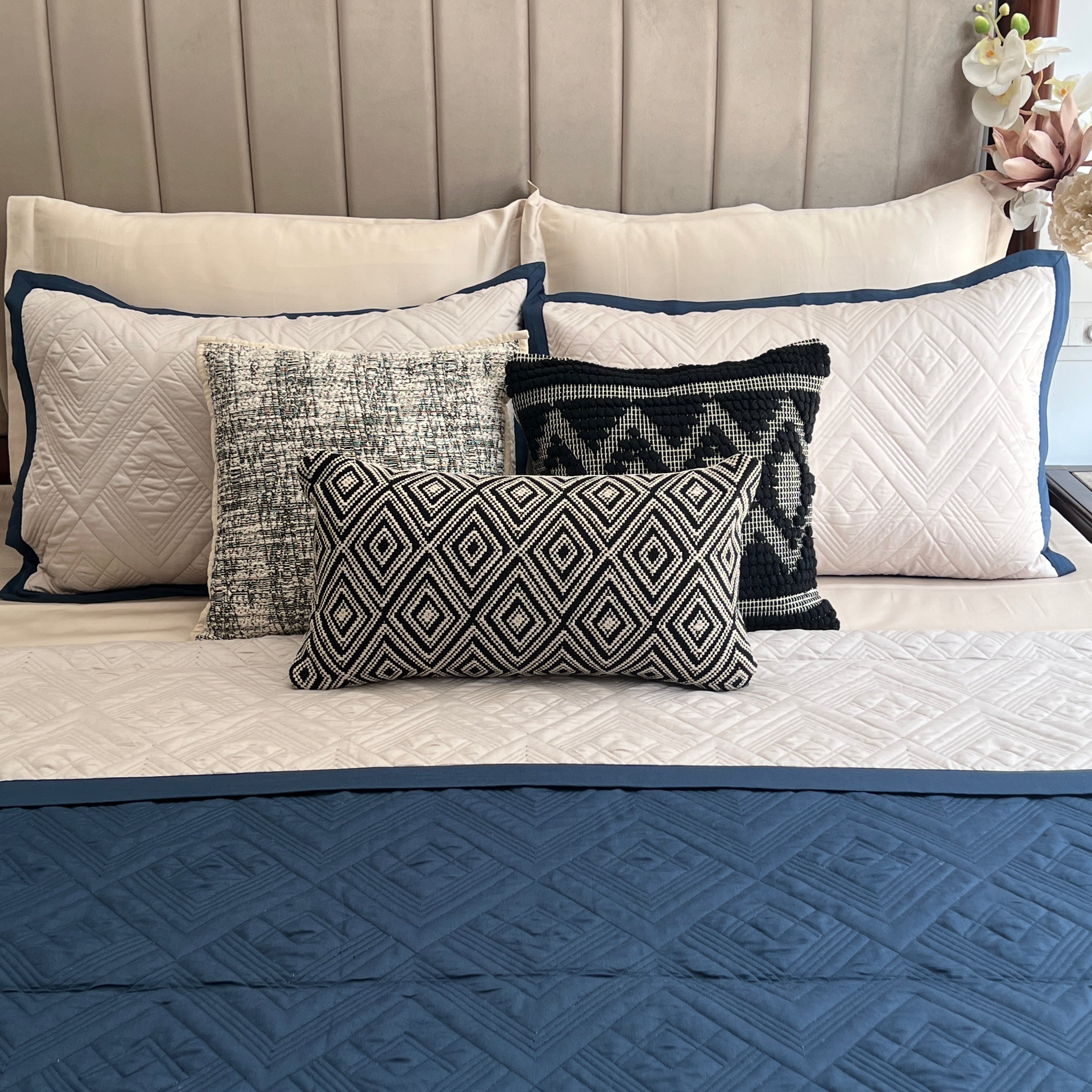 Cliff Navy And Ivory Cotton Rich Trousseau Set (10 PC Set)