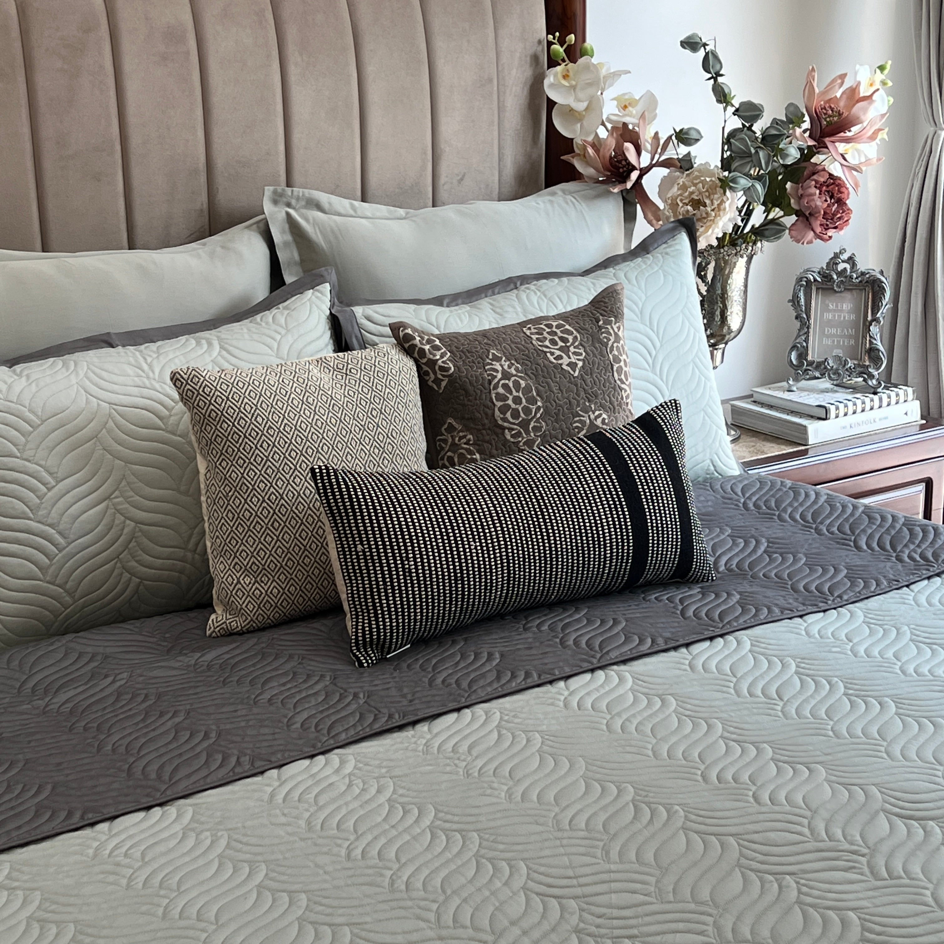 Comber Sage Green And Grey Cotton Rich Trousseau Set (10 PC Set)